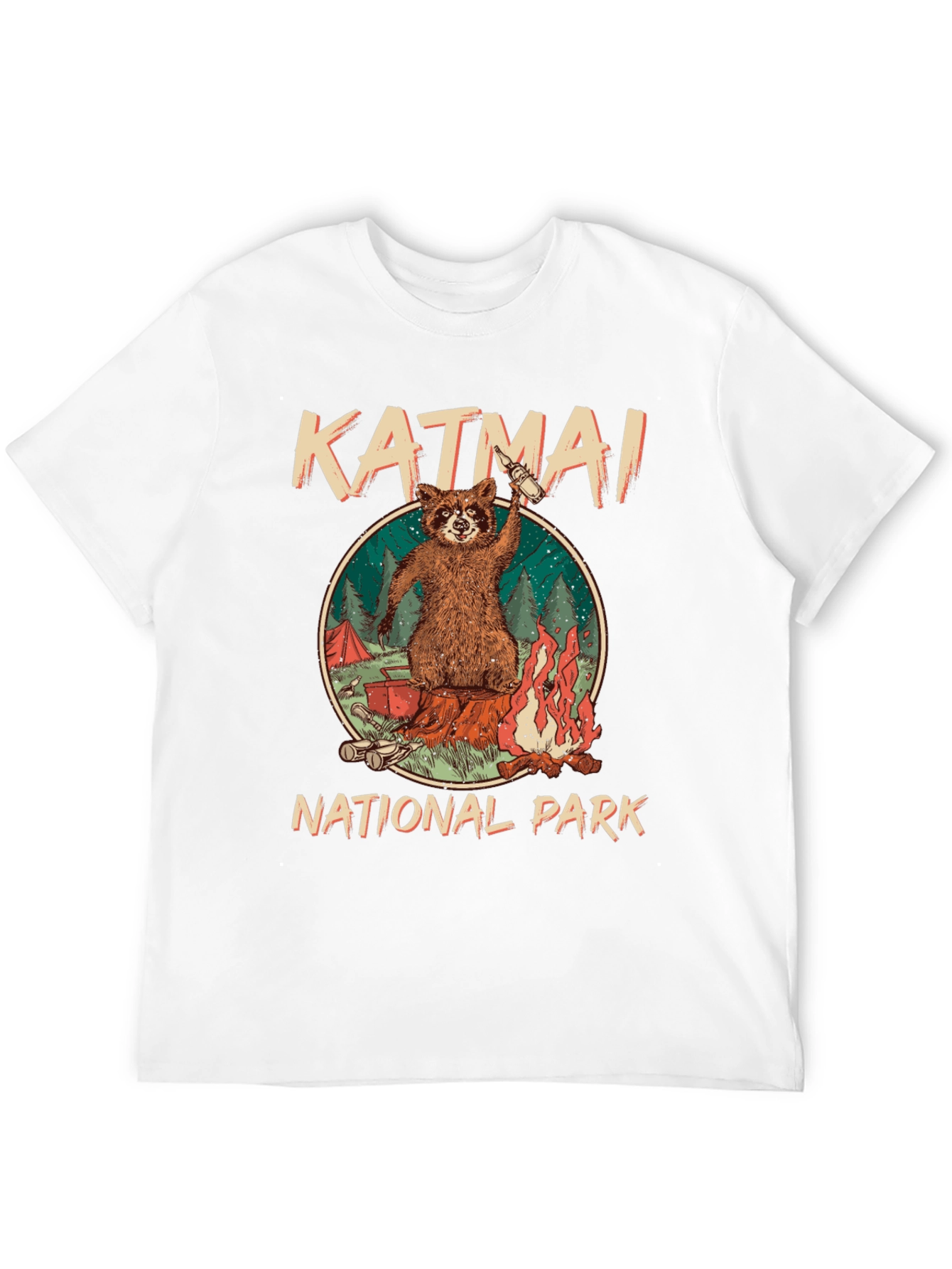 Katmai National Park Raccoon Campfire T-Shirt