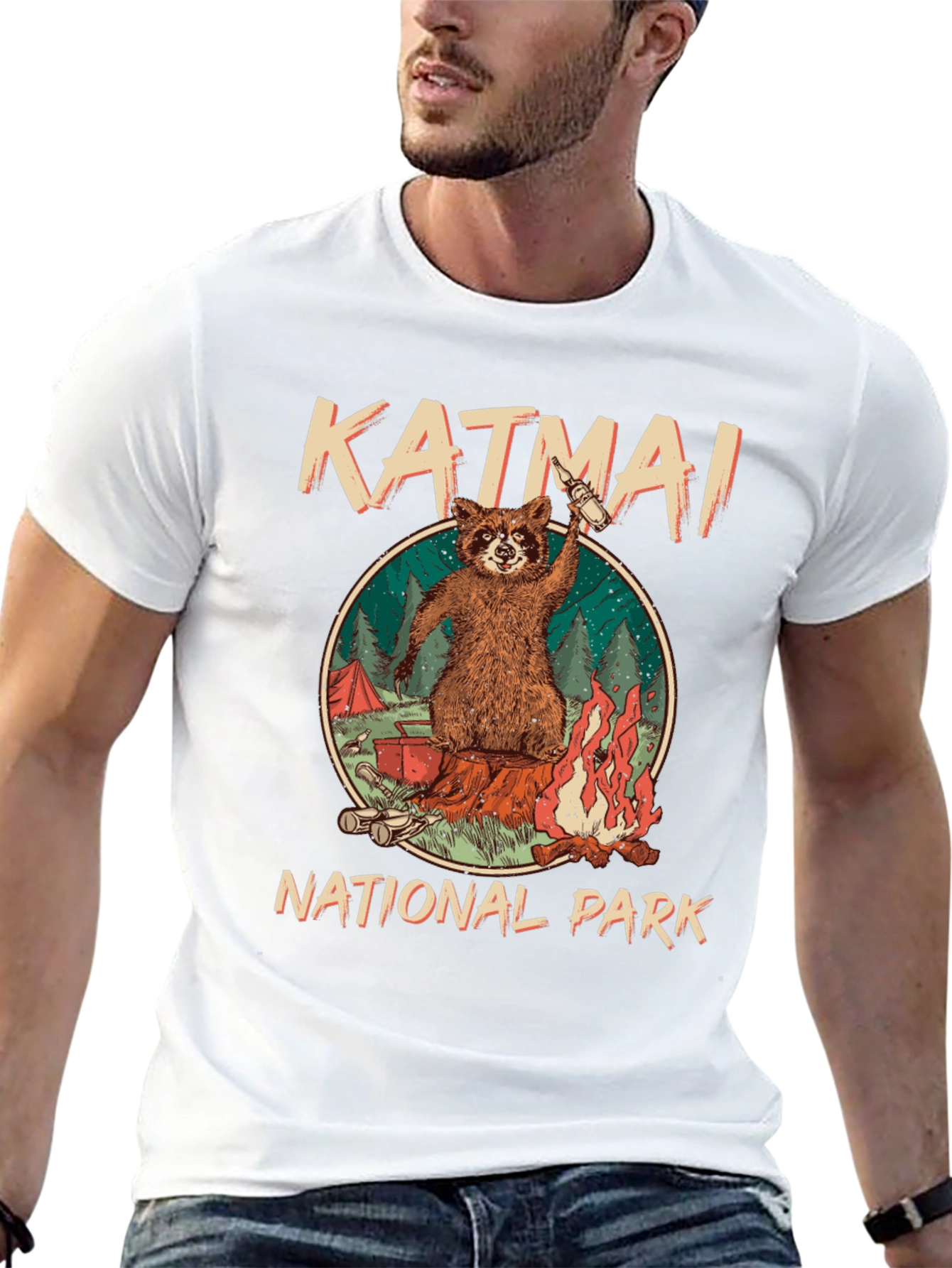 Katmai National Park Raccoon Campfire T-Shirt