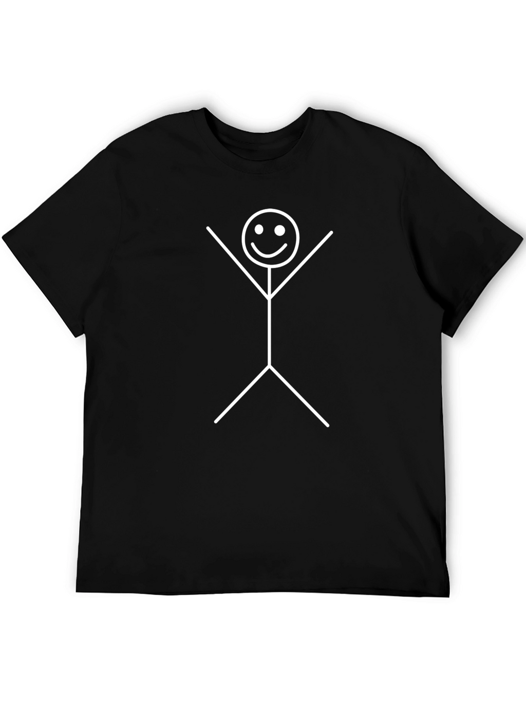 Happy Stick Figure Graphic Tee - Black