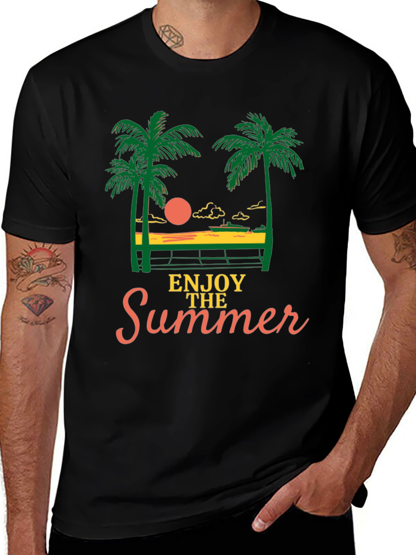 Enjoy the Summer Graphic Tee - Black T-Shirt