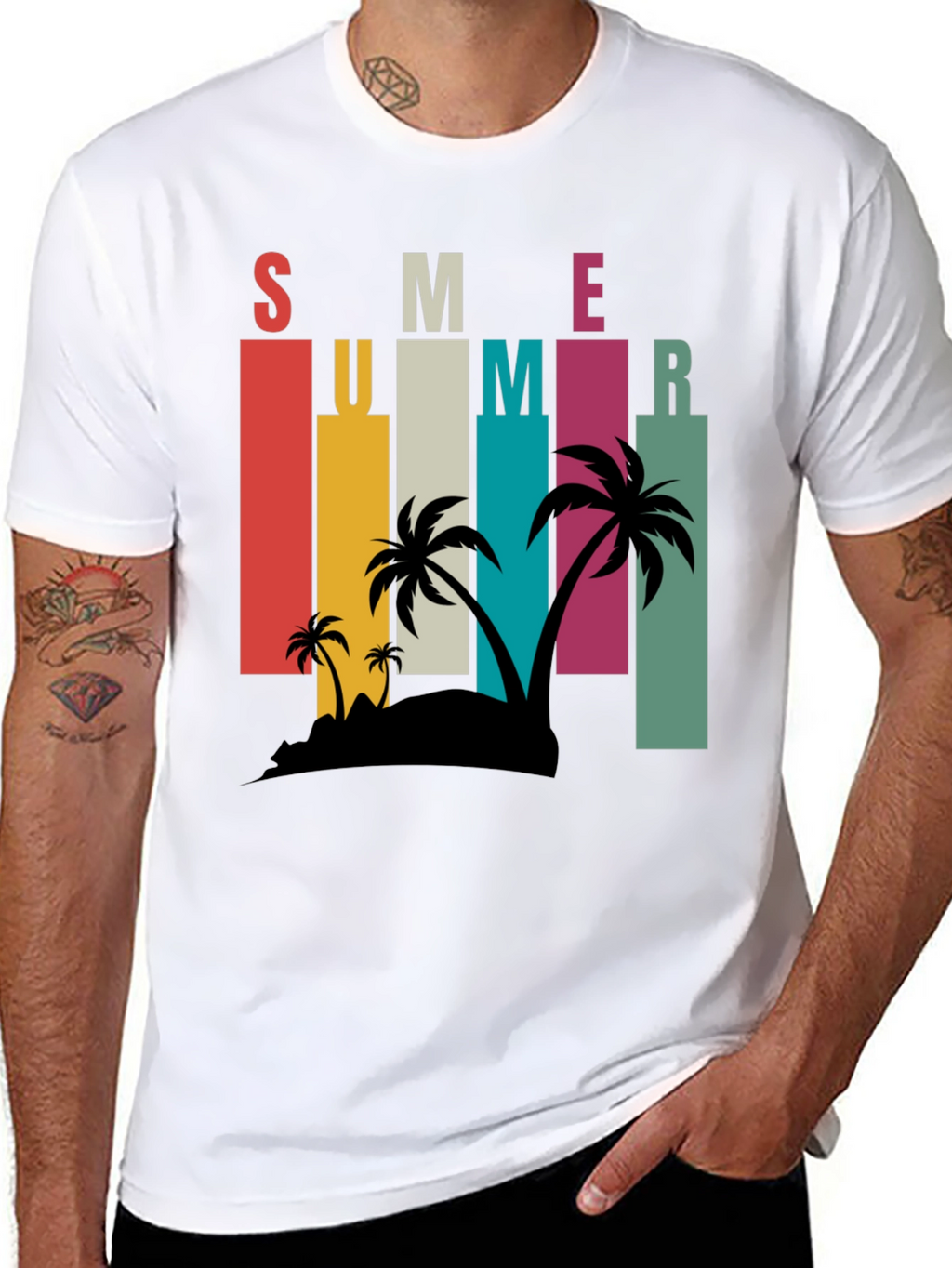 Retro Summer Palm Tee - Vacation Vibes!