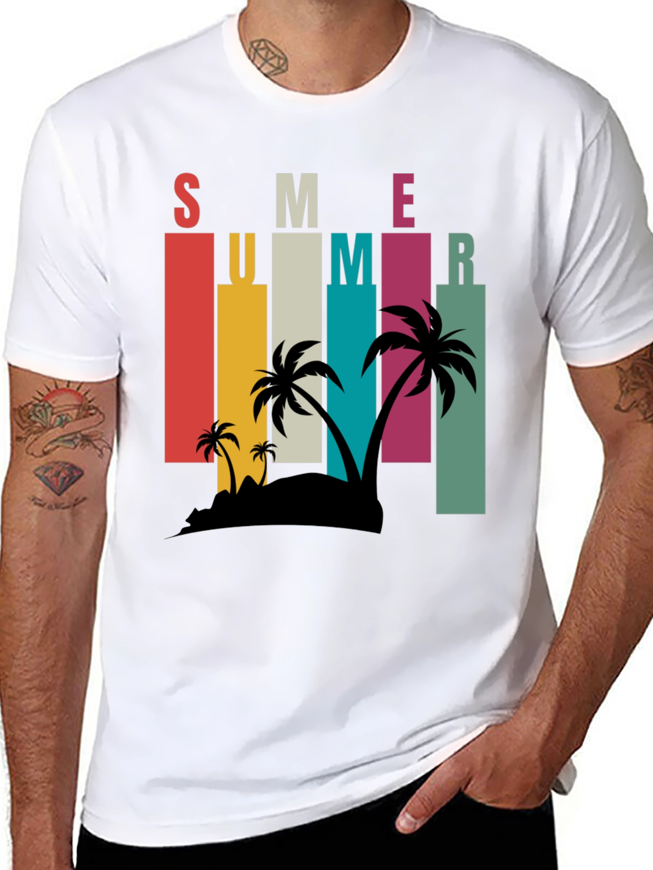 Retro Summer Palm Tee - Vacation Vibes!