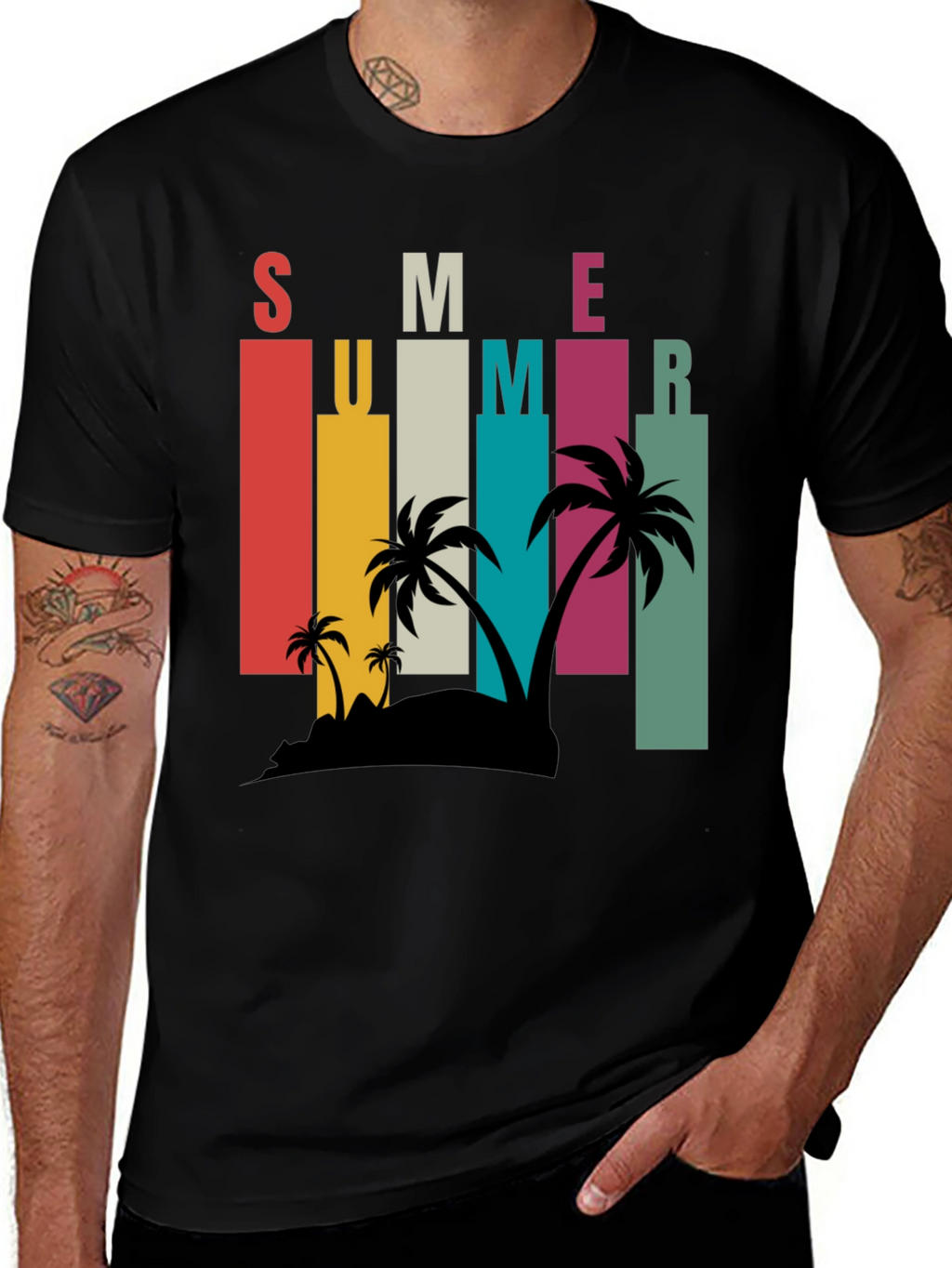 Retro Summer Palm Tee - Vacation Vibes!