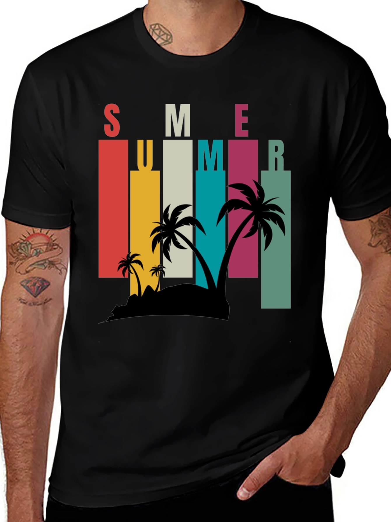Retro Summer Palm Tee - Vacation Vibes!