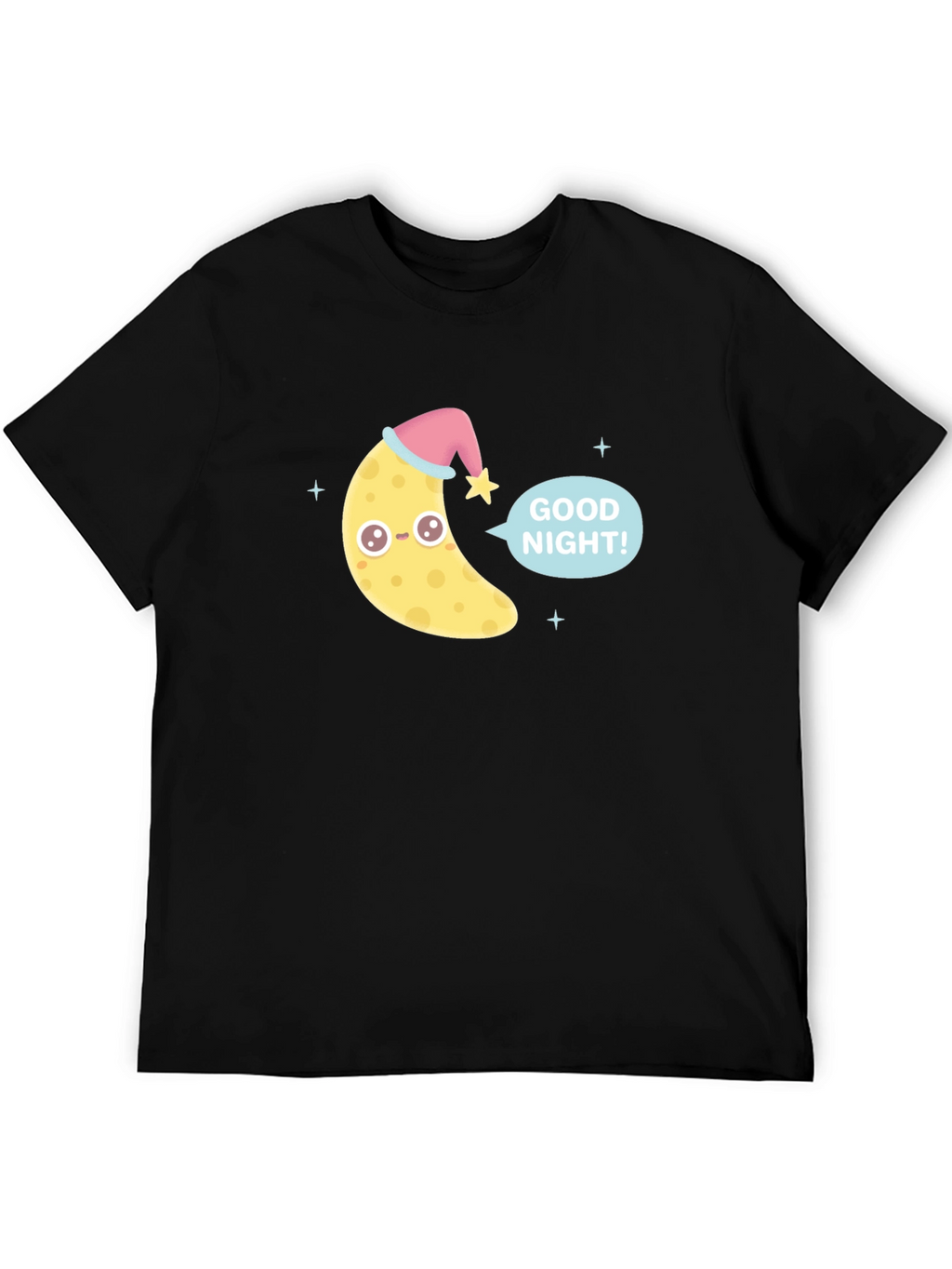 Cute Good Night Moon Graphic Tee - Black