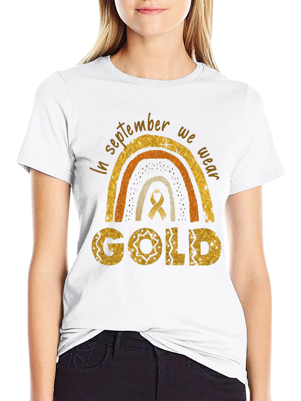 Childhood Cancer Awareness Gold Rainbow T-Shirt