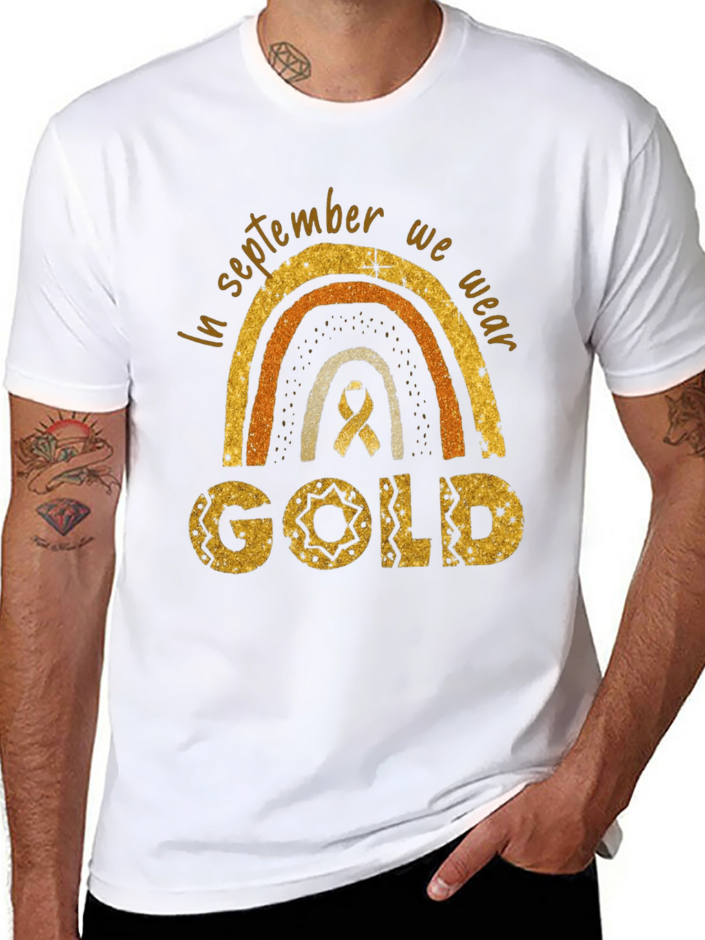 Childhood Cancer Awareness Gold Rainbow T-Shirt