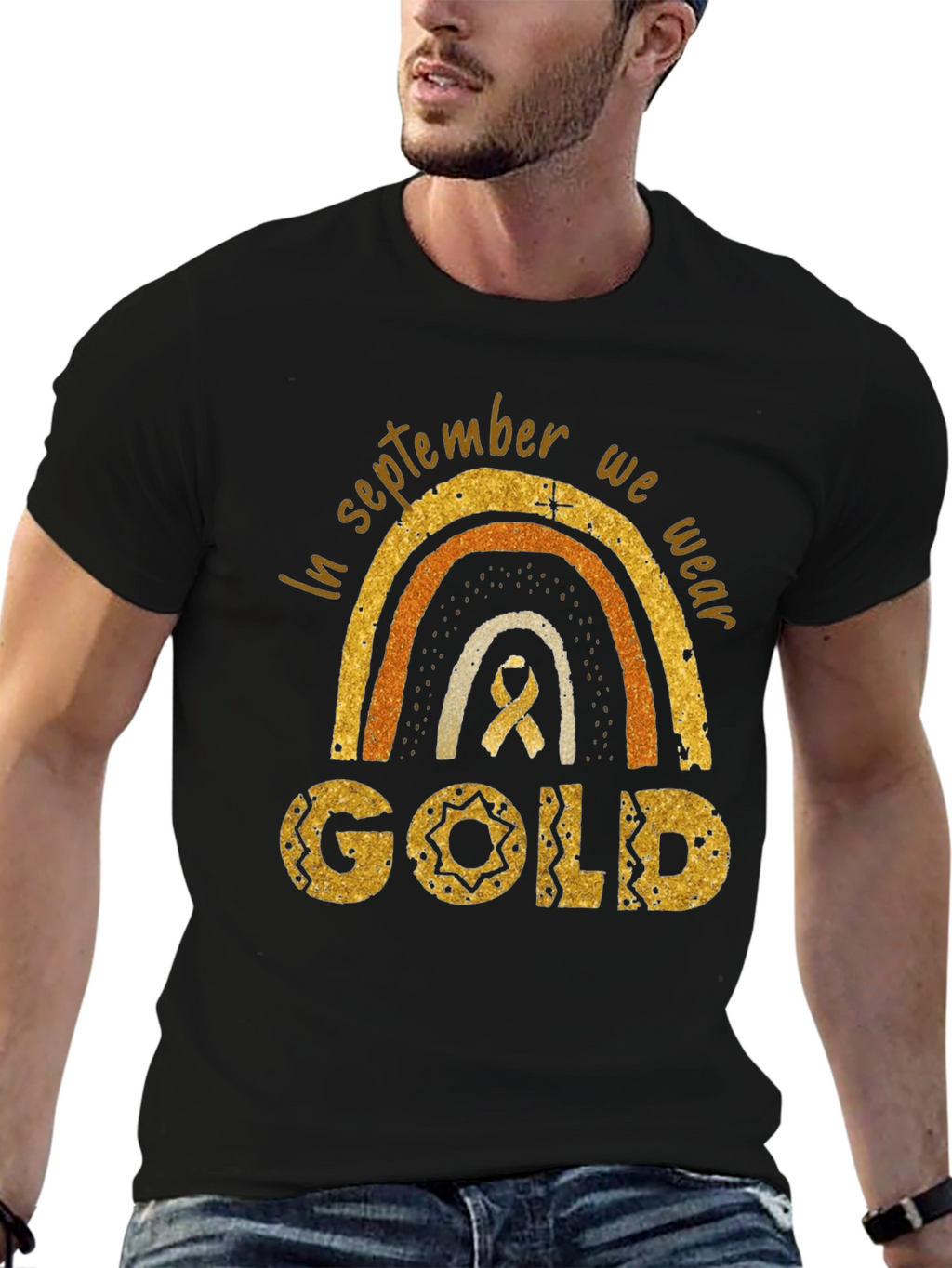 Childhood Cancer Awareness Gold Rainbow T-Shirt