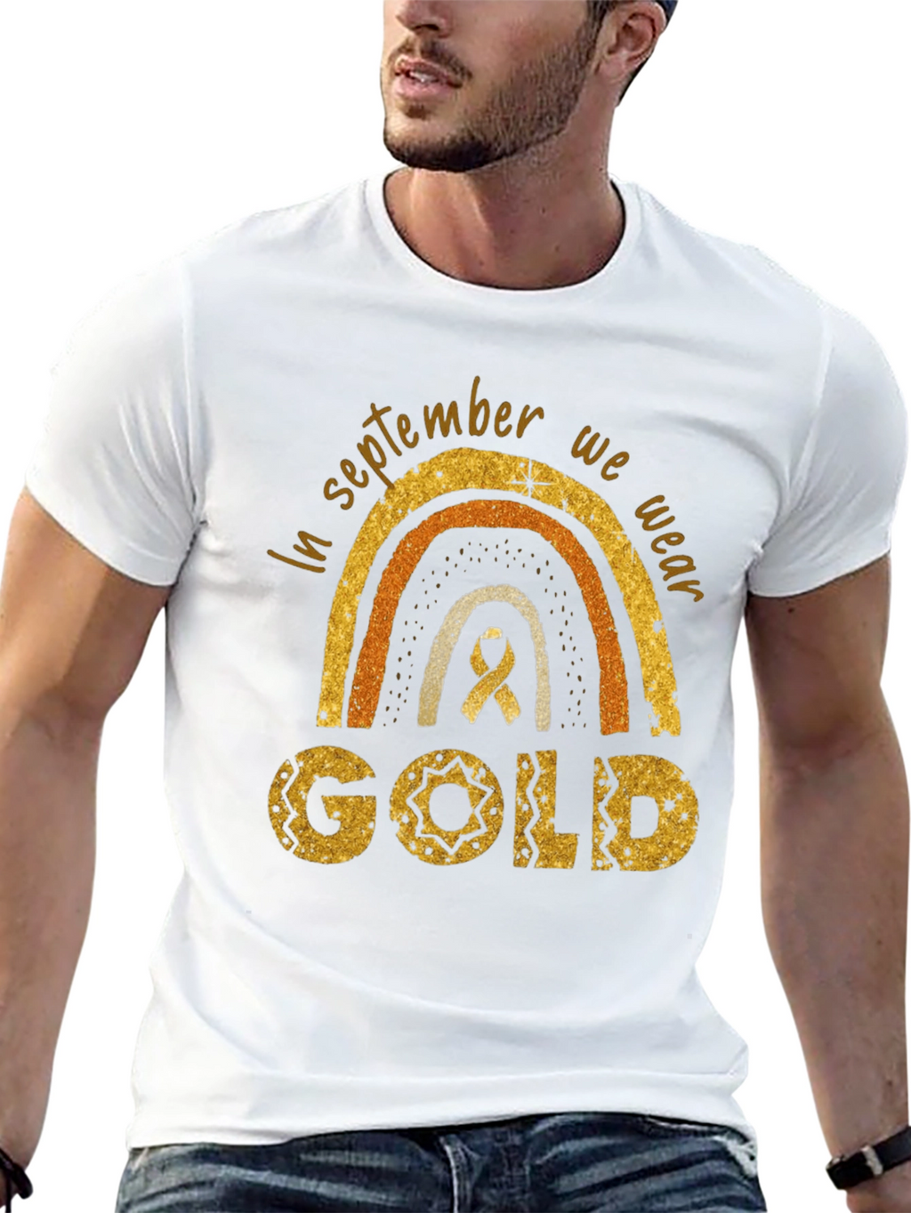 Childhood Cancer Awareness Gold Rainbow T-Shirt