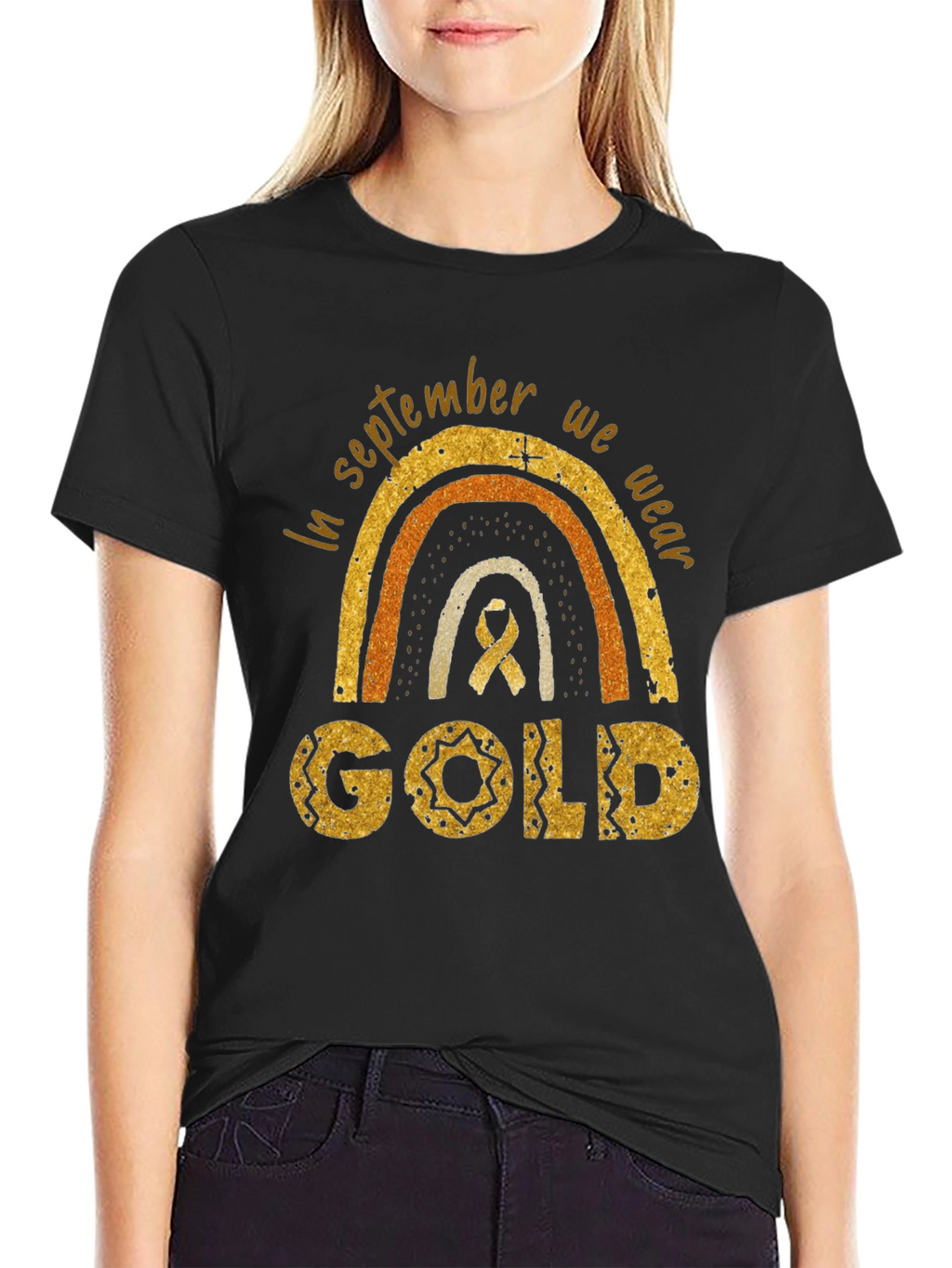 Childhood Cancer Awareness Gold Rainbow T-Shirt