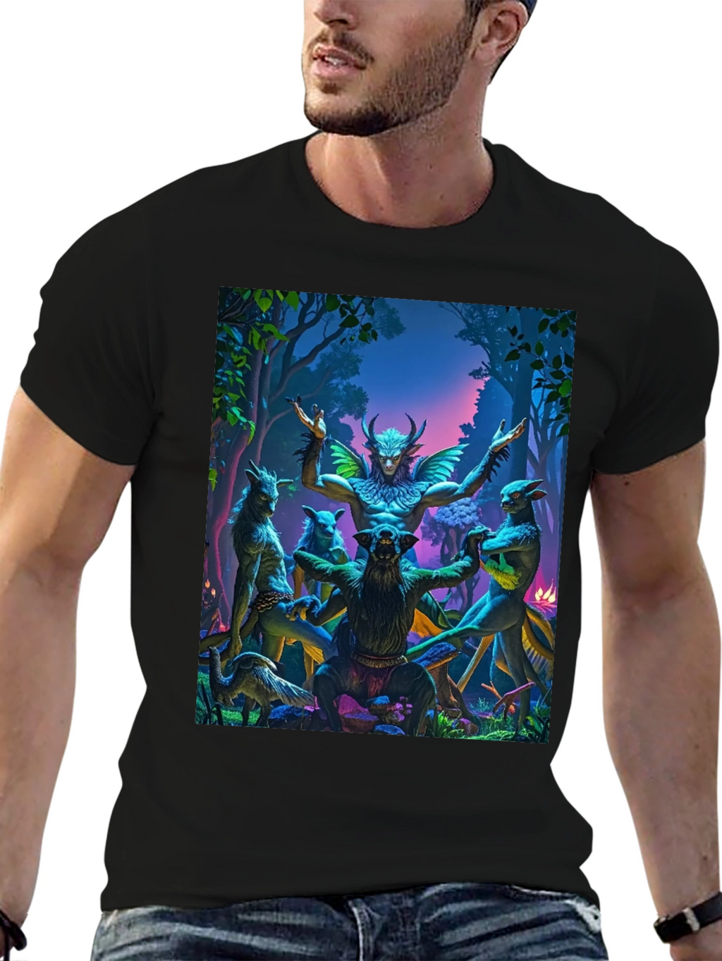 Mystical Forest Creature Graphic T-Shirt