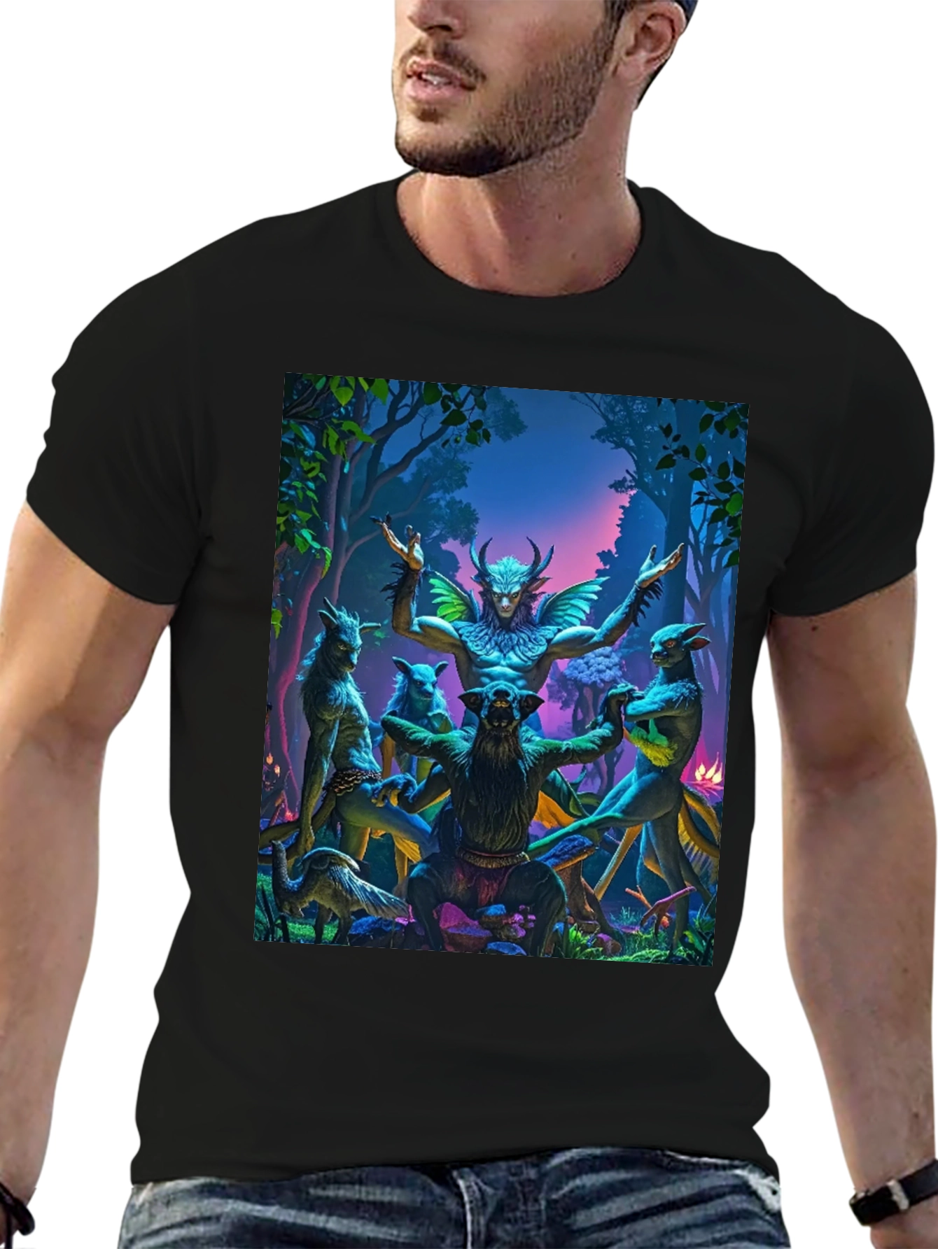 Mystical Forest Creature Graphic T-Shirt