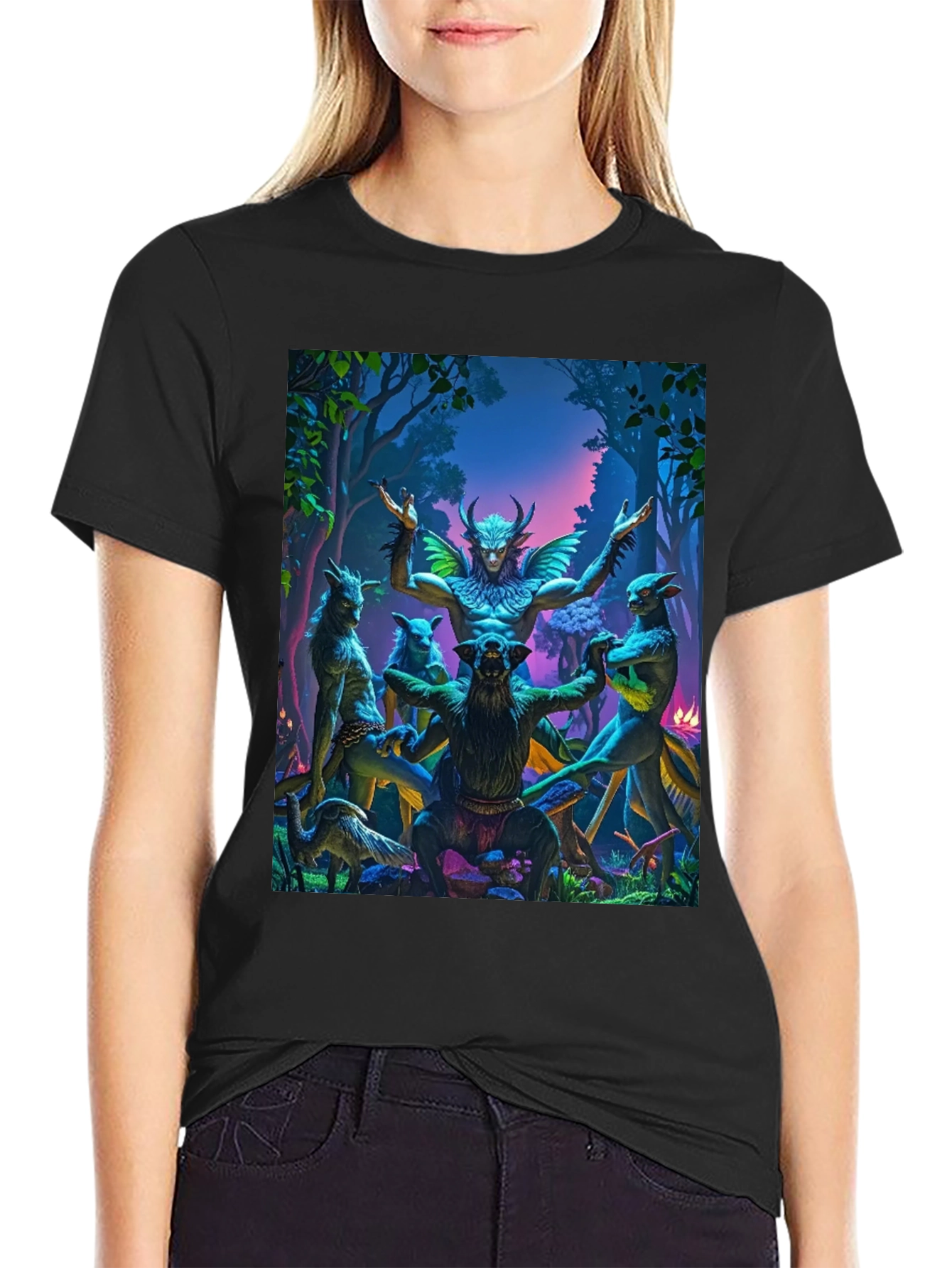 Mystical Forest Creature Graphic T-Shirt