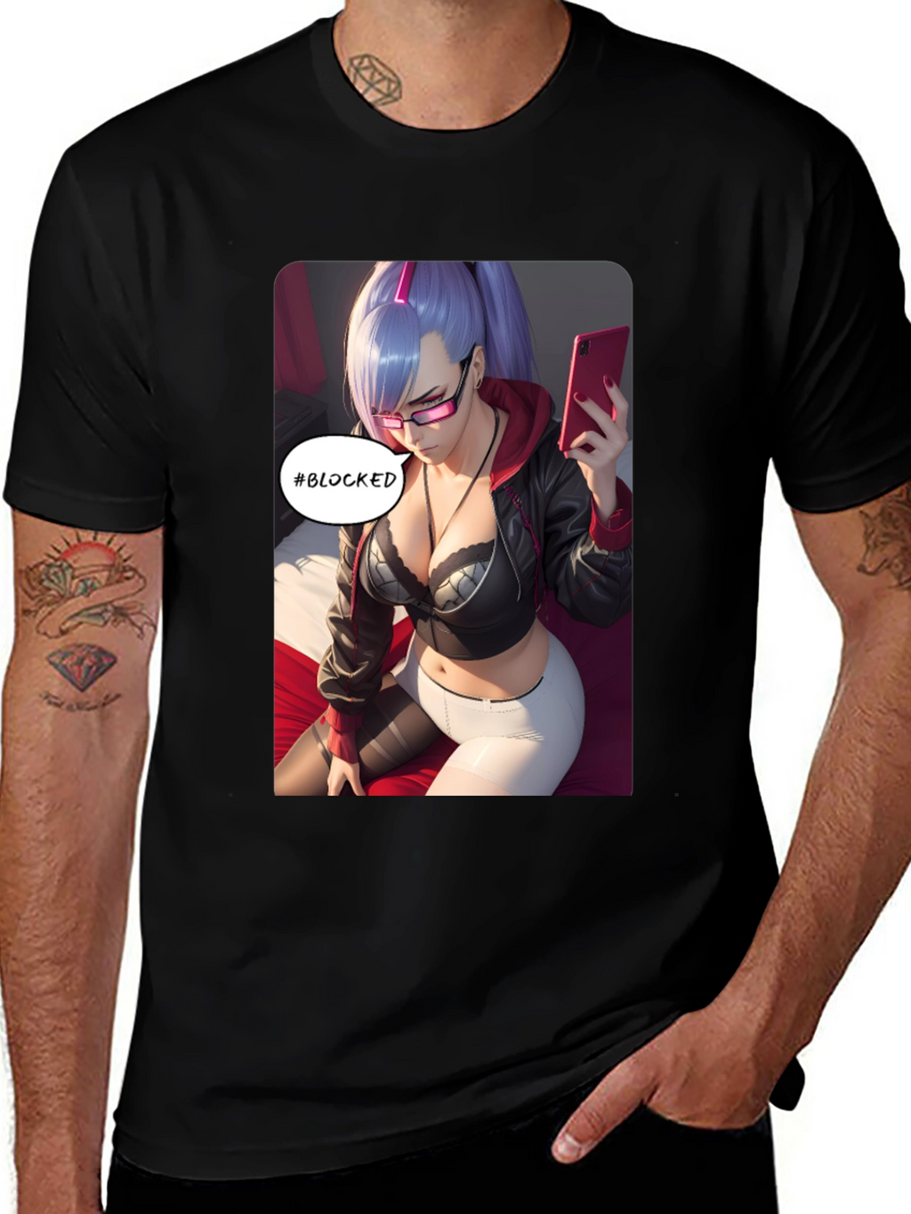 Anime Girl #Blocked T-Shirt