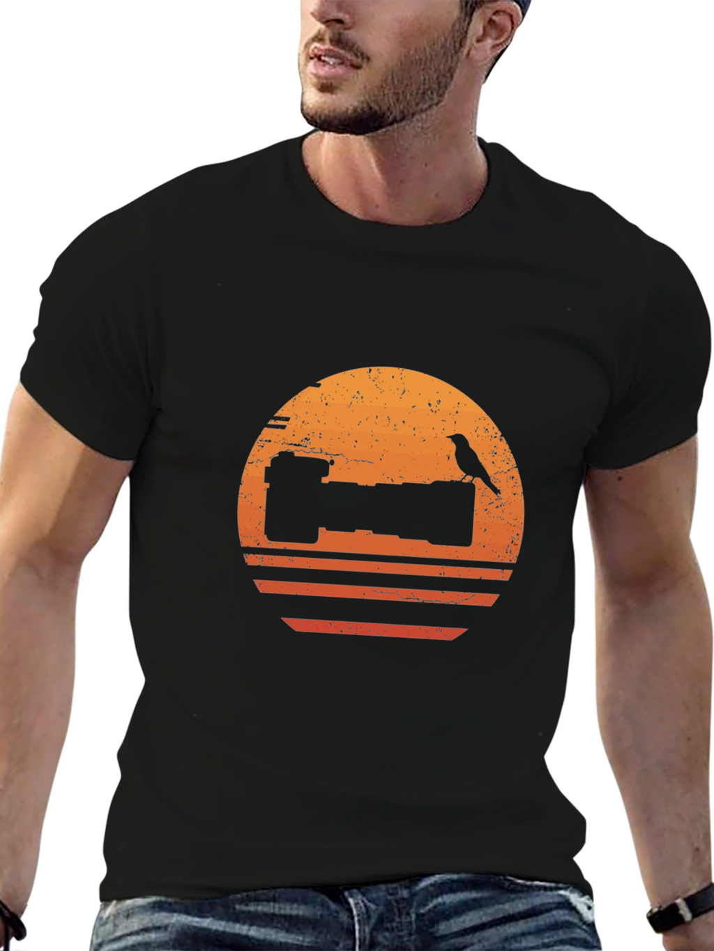 Camera Bird Sunset Graphic T-Shirt
