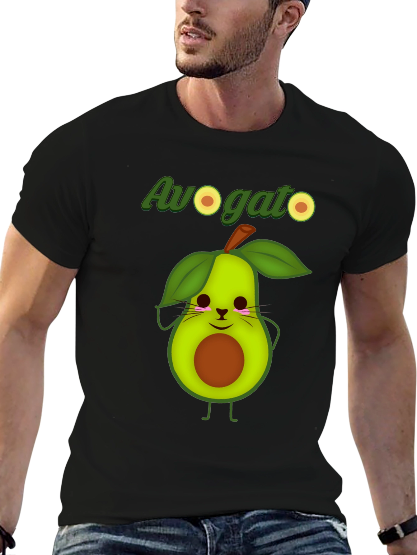 Avogato Graphic T-Shirt - Funny Avocado Cat Tee