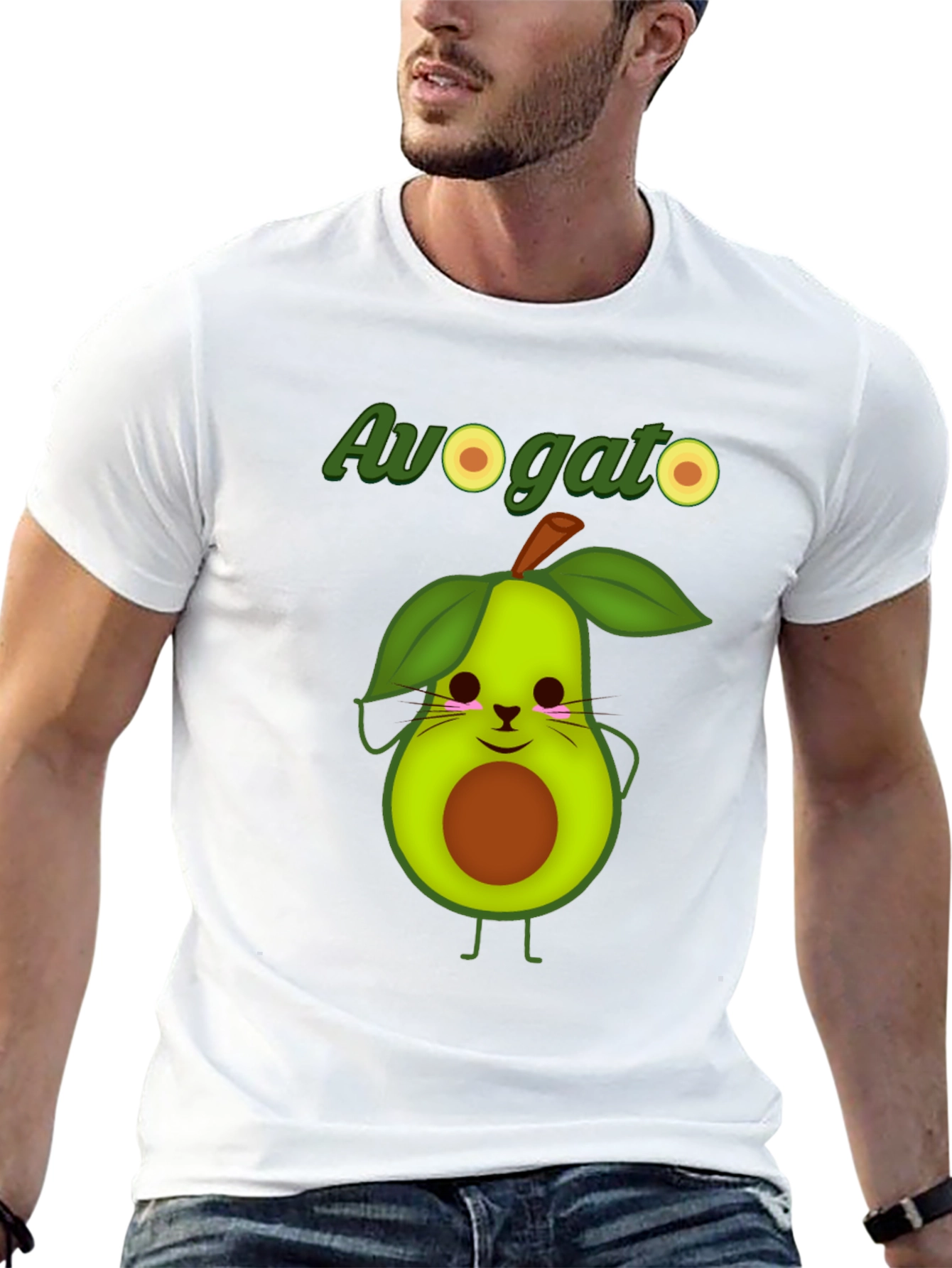 Avogato Graphic T-Shirt - Funny Avocado Cat Tee