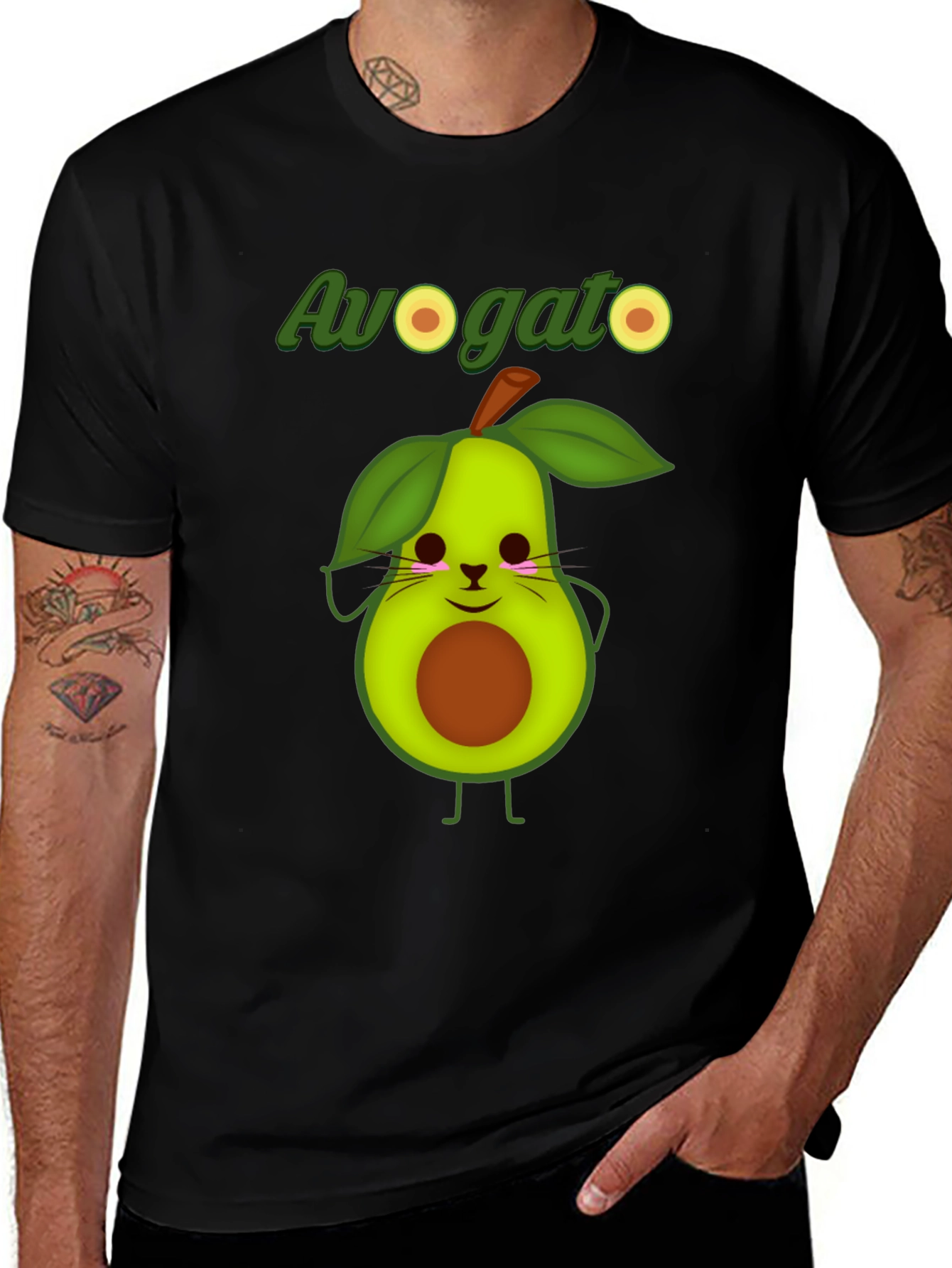 Avogato Graphic T-Shirt - Funny Avocado Cat Tee