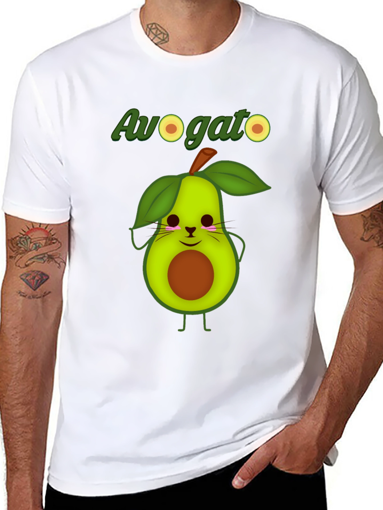 Avogato Graphic T-Shirt - Funny Avocado Cat Tee