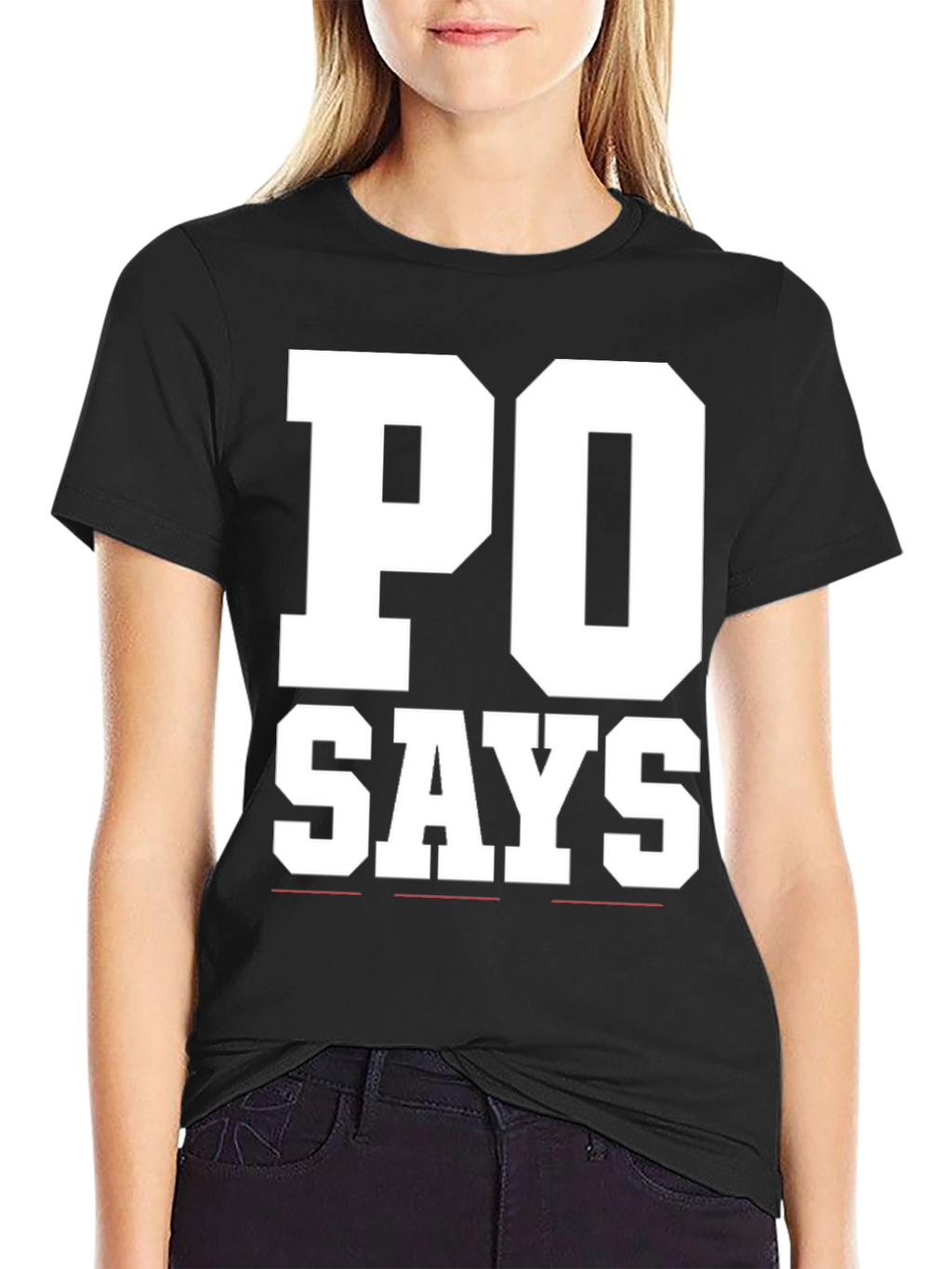 PO Says Black Graphic T-Shirt