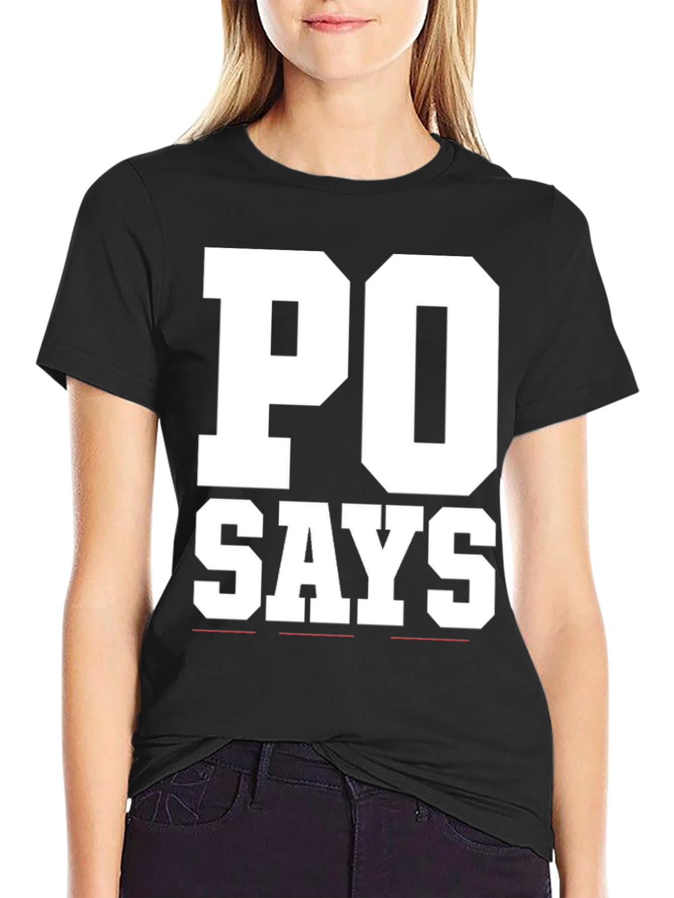 PO Says Black Graphic T-Shirt