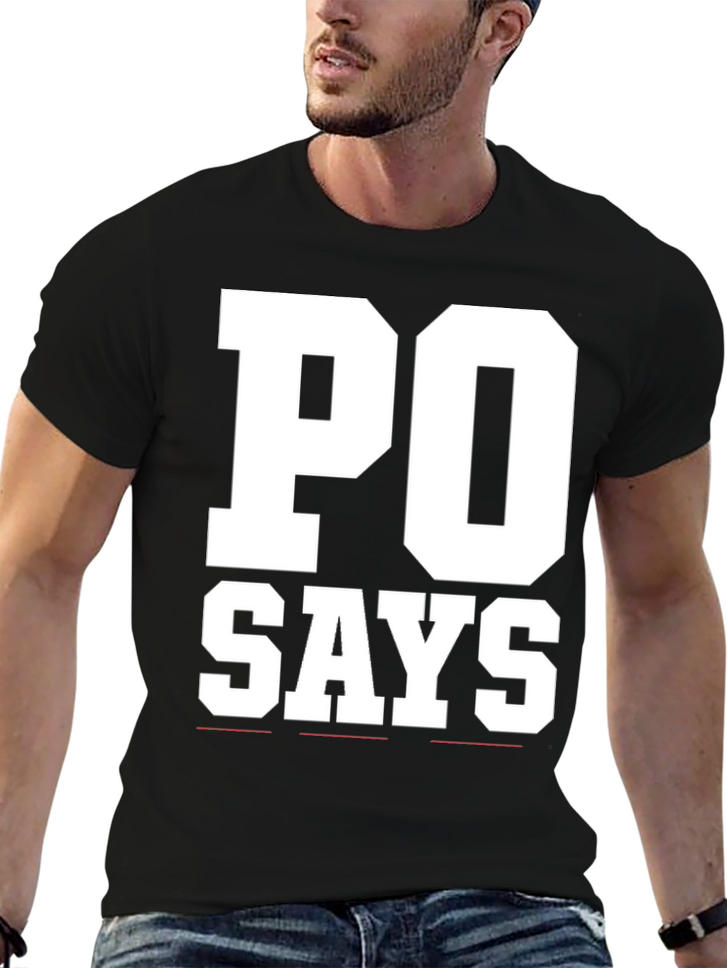 PO Says Black Graphic T-Shirt