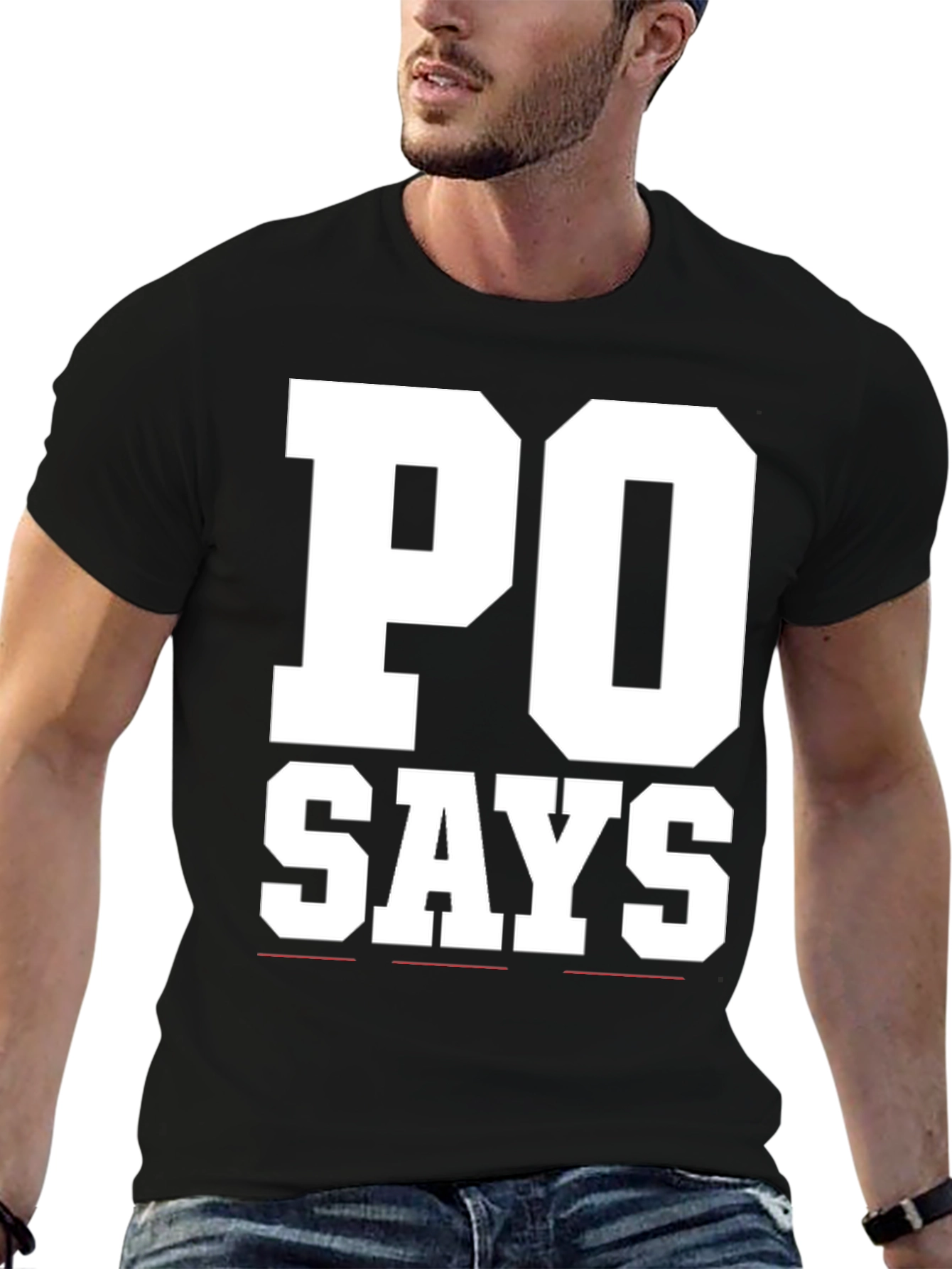 PO Says Black Graphic T-Shirt
