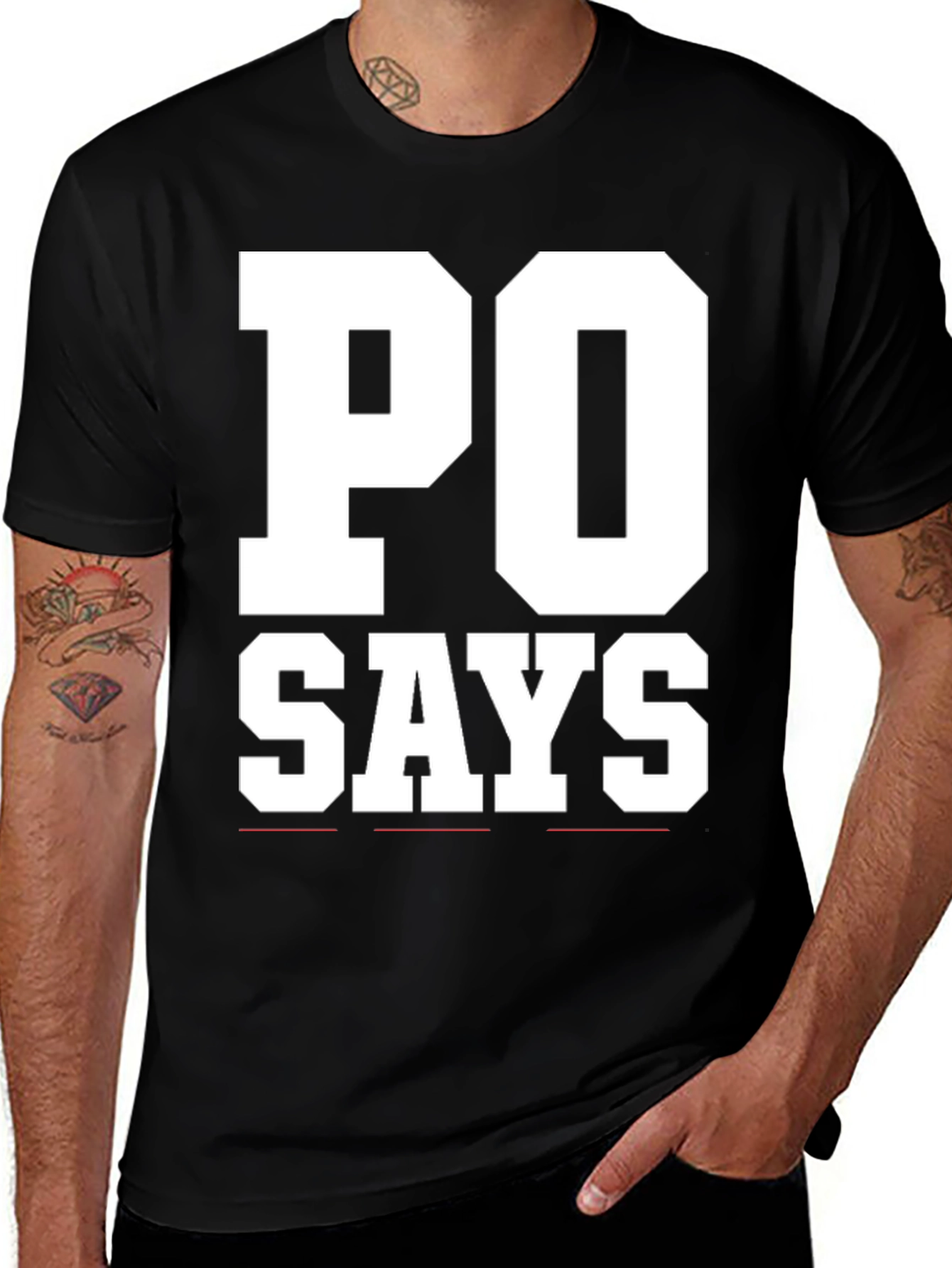 PO Says Black Graphic T-Shirt