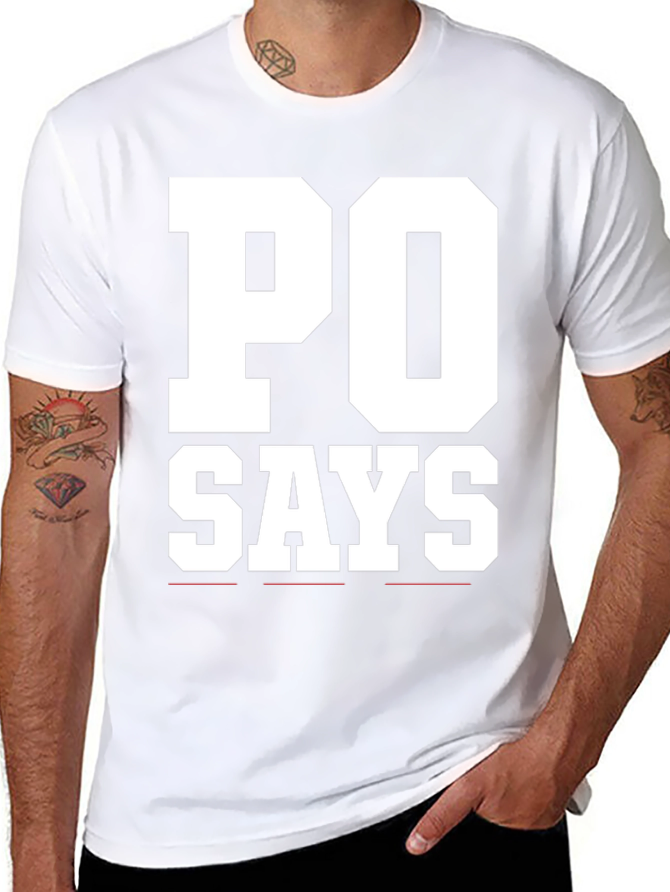 PO Says Black Graphic T-Shirt