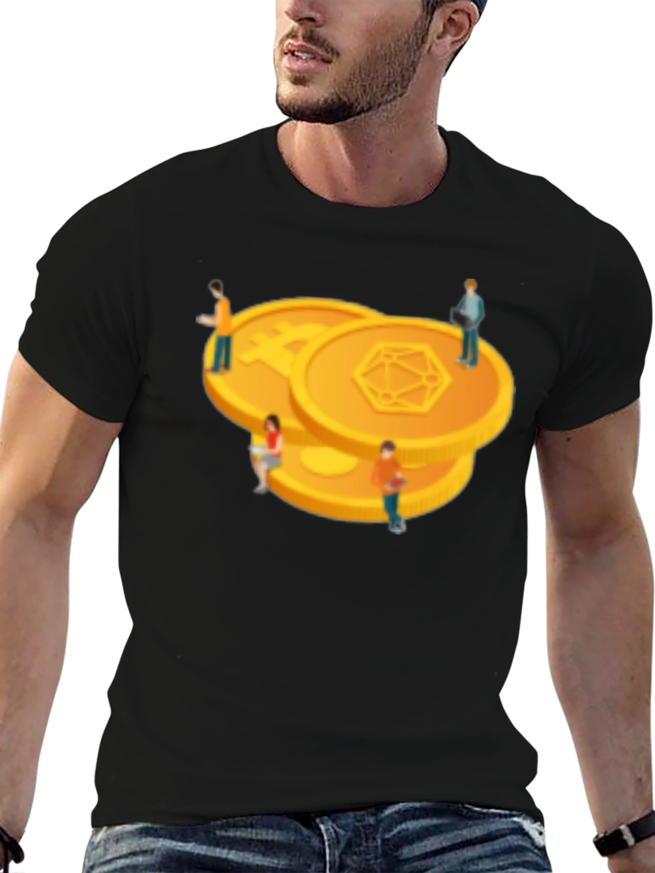 Crypto Coin Graphic Tee - Modern Black T-Shirt