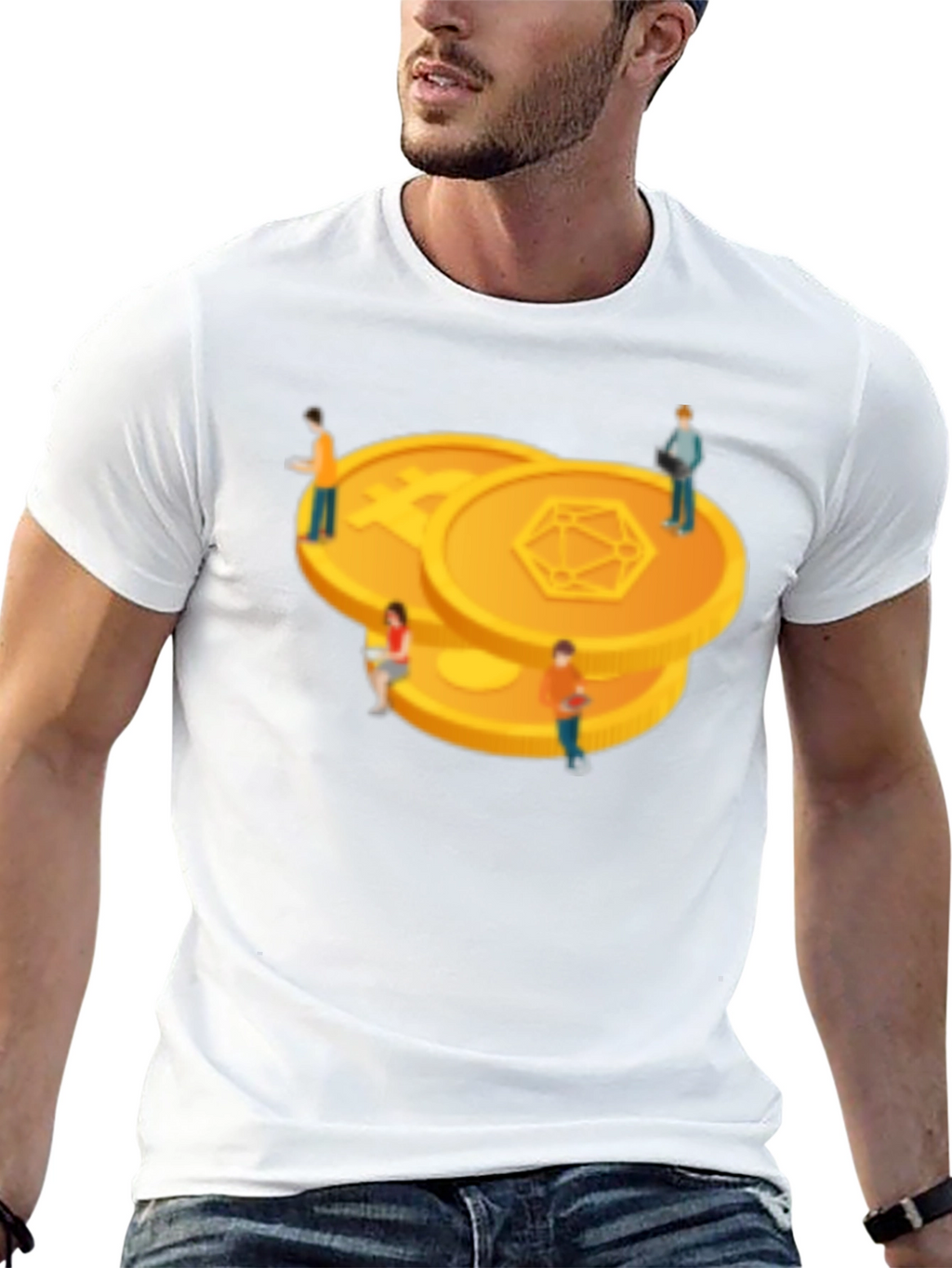 Crypto Coin Graphic Tee - Modern Black T-Shirt