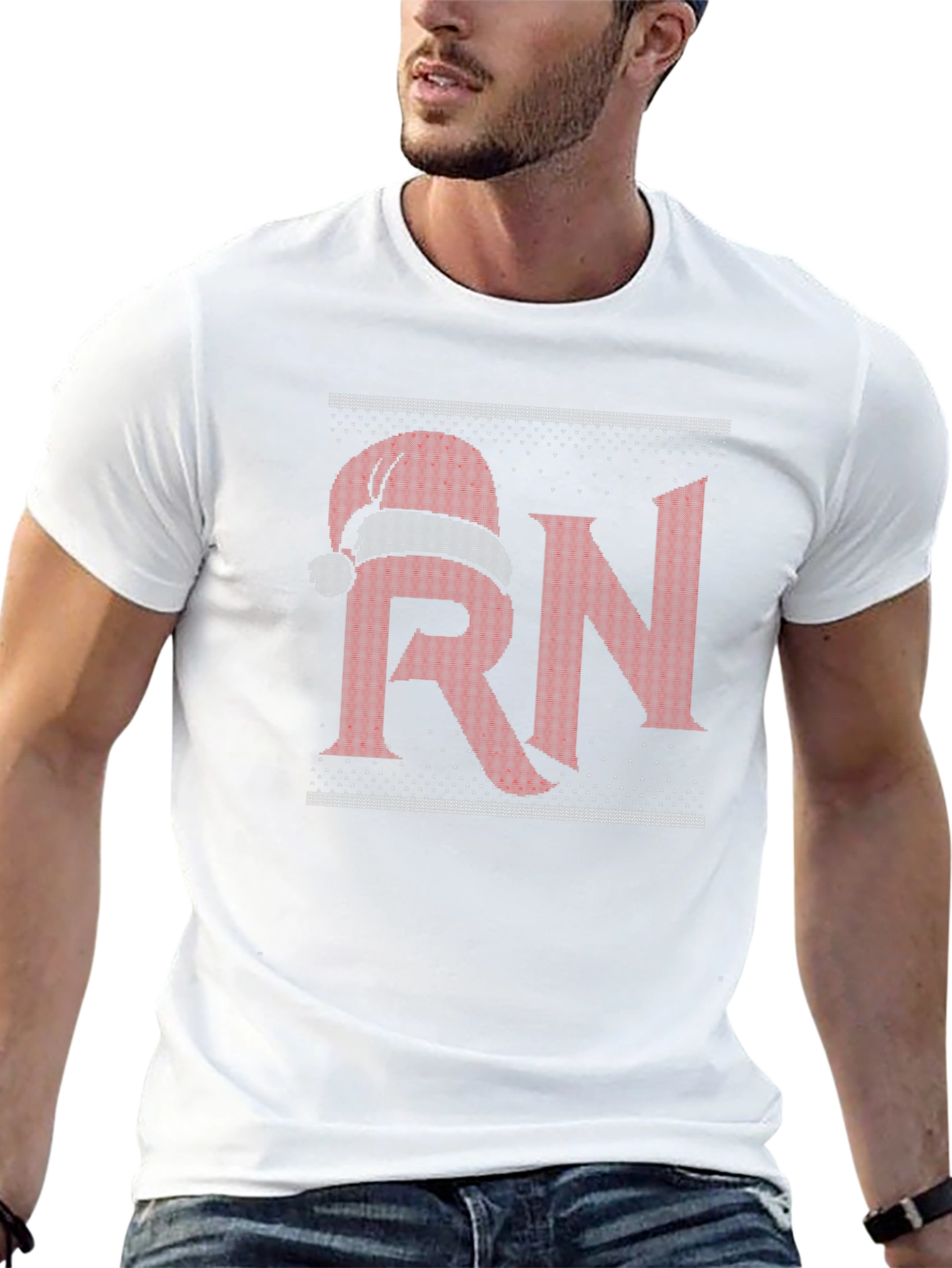 RN Santa Hat Christmas Sweater Style T-Shirt