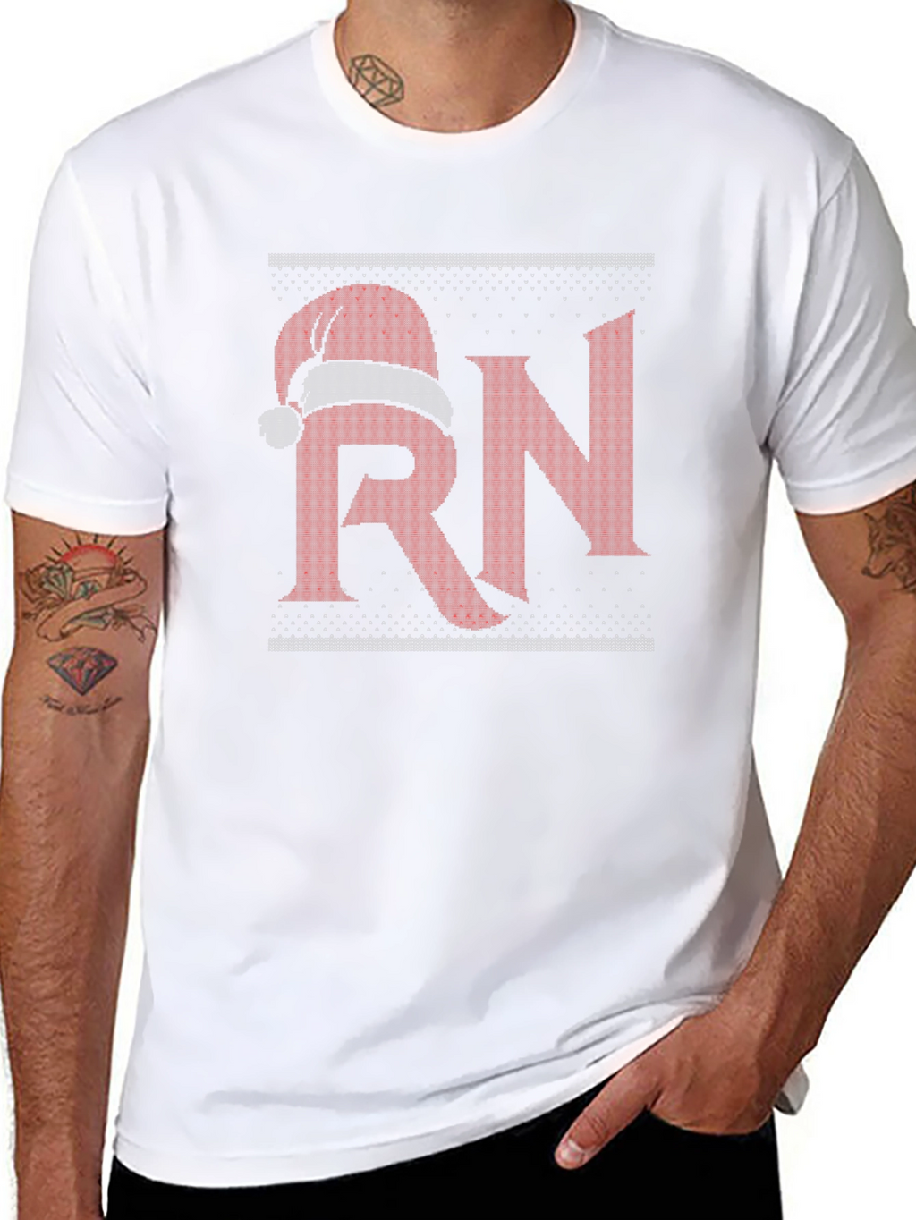 RN Santa Hat Christmas Sweater Style T-Shirt