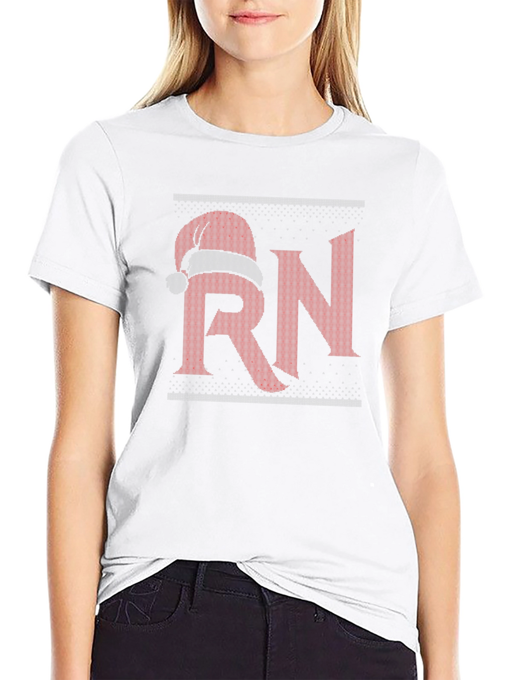 RN Santa Hat Christmas Sweater Style T-Shirt