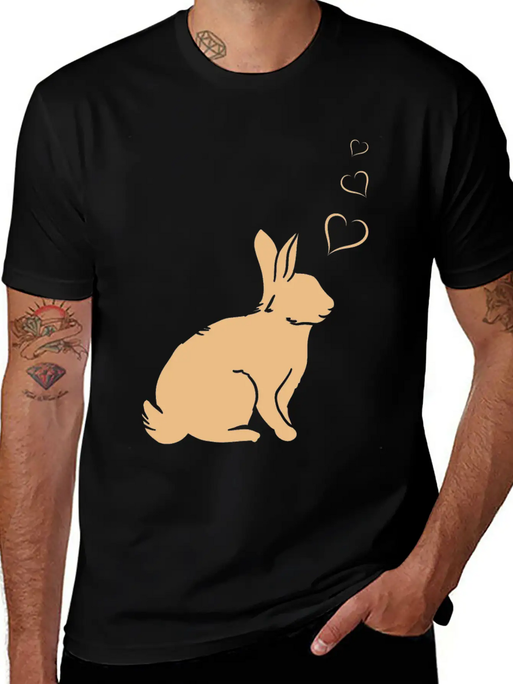 Rabbit Hearts - Easter Bunny Hearts - Cute Rabbit Basic Graphic T-Shirt – Daily Comfort In Soft Cotton