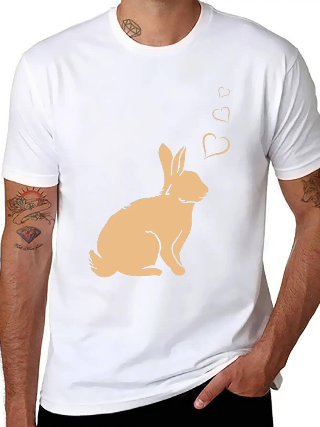 Rabbit Hearts - Easter Bunny Hearts - Cute Rabbit Basic Graphic T-Shirt – Daily Comfort In Soft Cotton