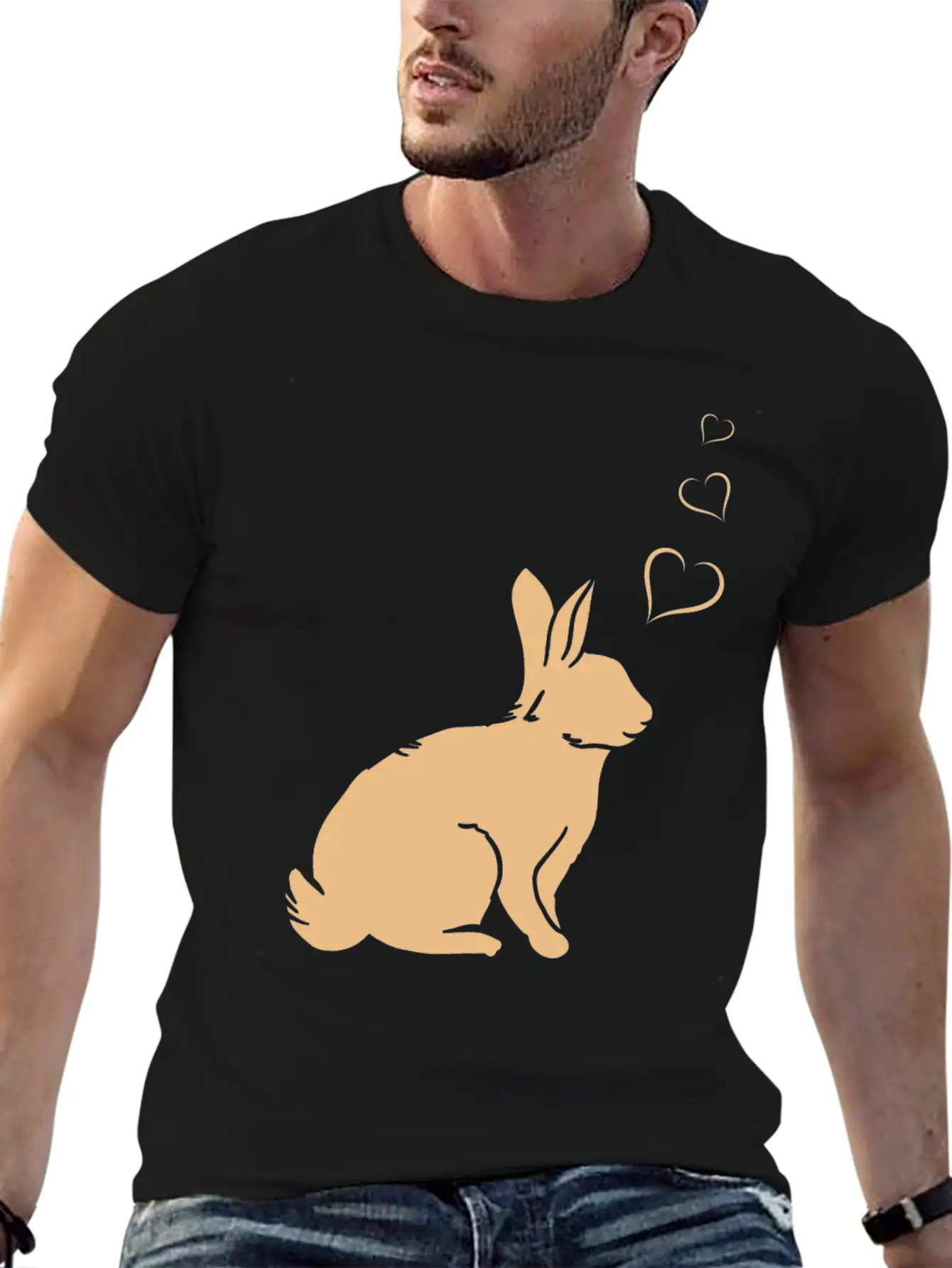 Rabbit Hearts - Easter Bunny Hearts - Cute Rabbit Basic Graphic T-Shirt – Daily Comfort In Soft Cotton