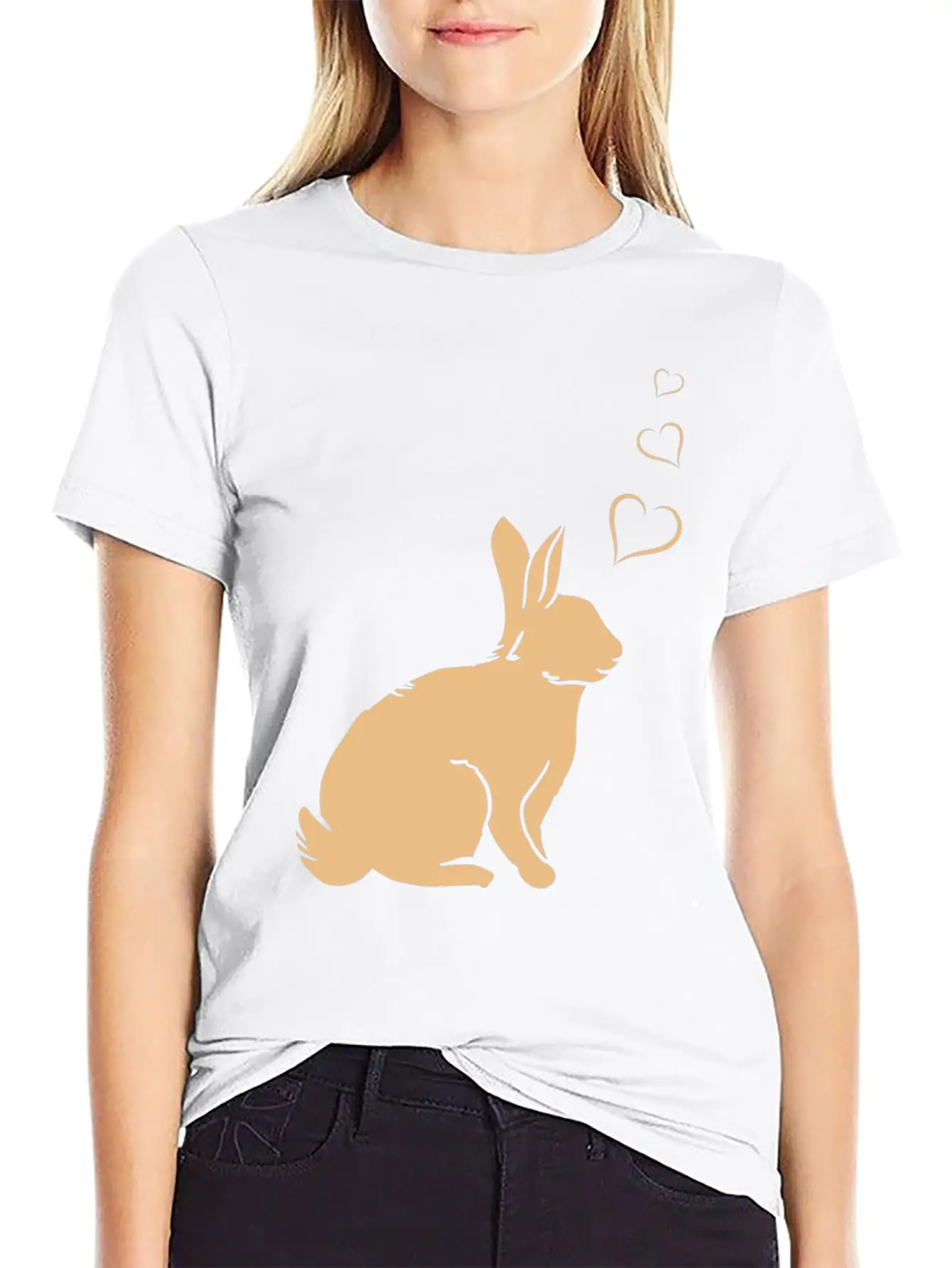 Rabbit Hearts - Easter Bunny Hearts - Cute Rabbit Basic Graphic T-Shirt – Daily Comfort In Soft Cotton
