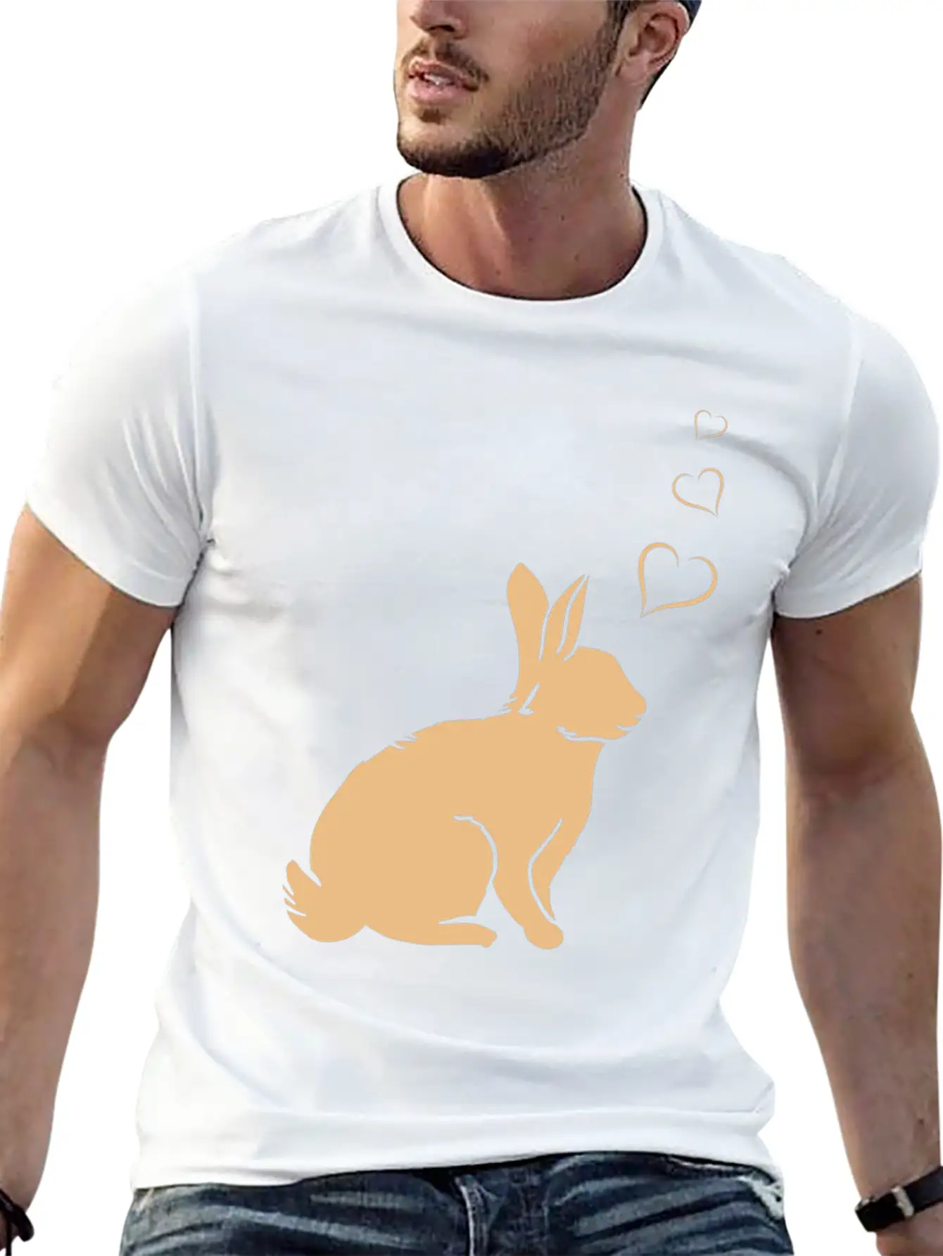 Rabbit Hearts - Easter Bunny Hearts - Cute Rabbit Basic Graphic T-Shirt – Daily Comfort In Soft Cotton
