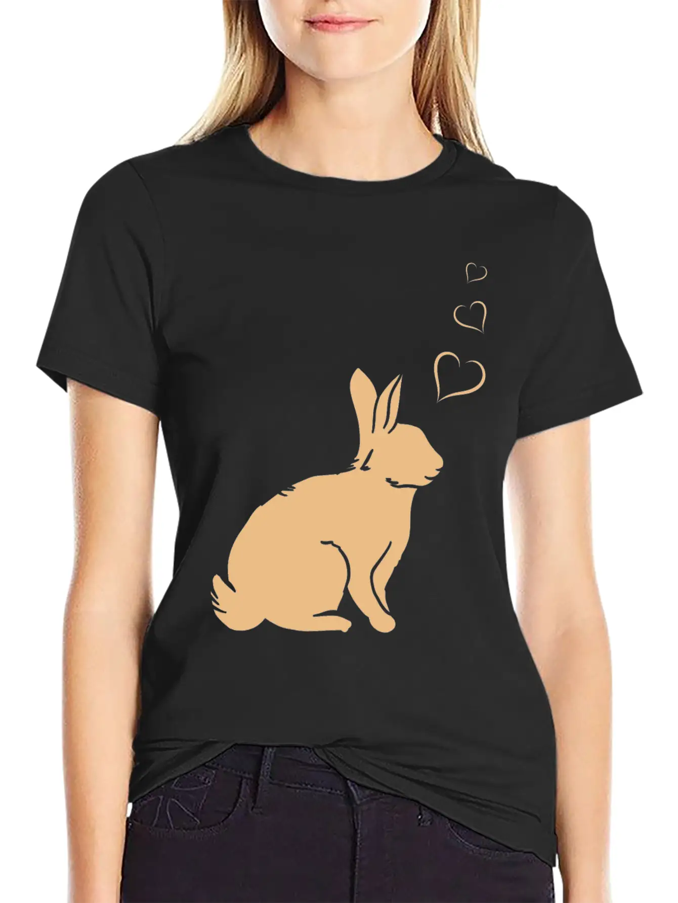 Rabbit Hearts - Easter Bunny Hearts - Cute Rabbit Basic Graphic T-Shirt – Daily Comfort In Soft Cotton