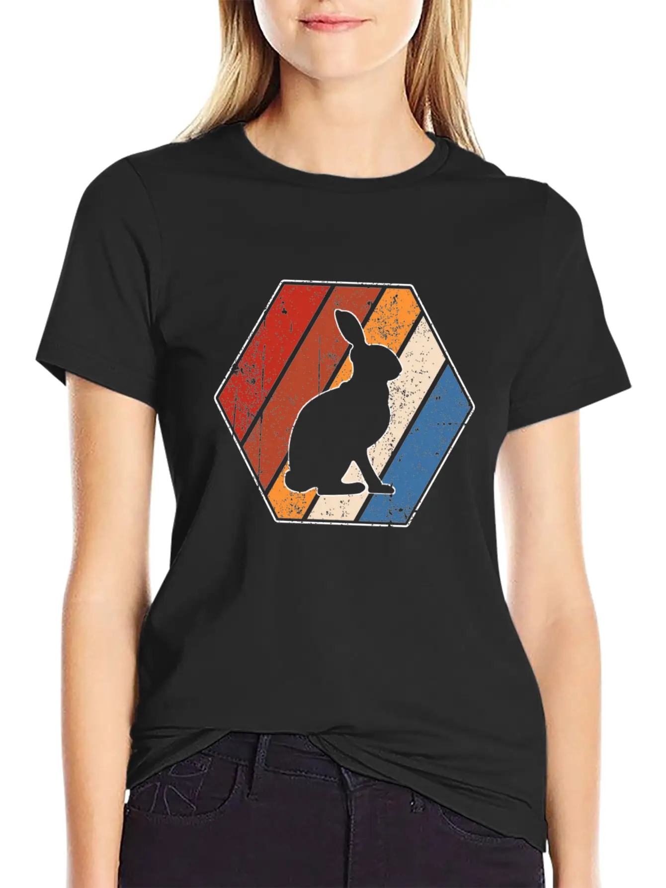 Rabbit Retro Essential Cotton Tee For Daily Outfits – Unisex Style