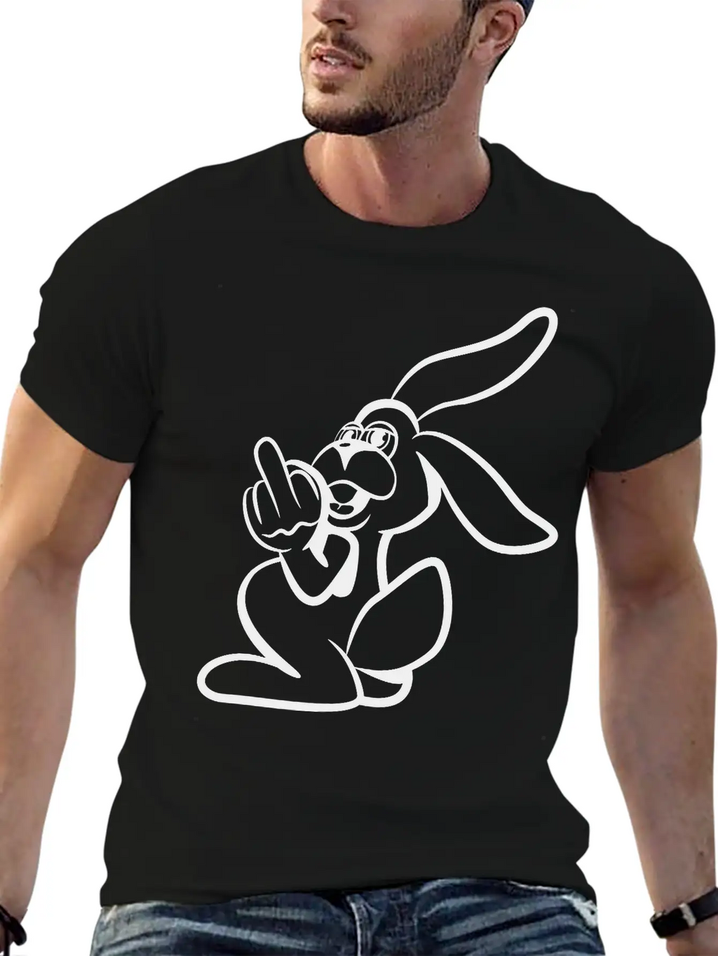 Rabbit Stinkefinger Middle Finger Basic Graphic T-Shirt – Daily Comfort In Soft Cotton