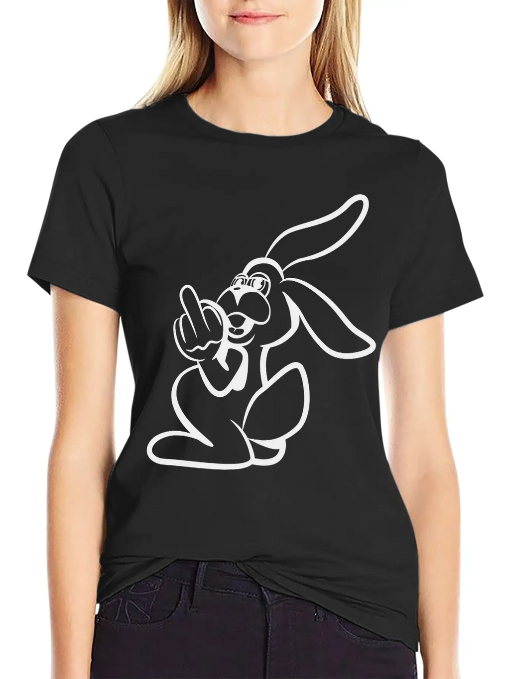 Rabbit Stinkefinger Middle Finger Basic Graphic T-Shirt – Daily Comfort In Soft Cotton