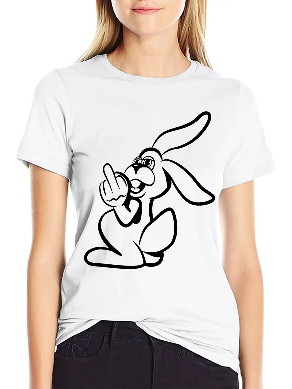 Rabbit Stinkefinger Middle Finger Basic Graphic T-Shirt – Daily Comfort In Soft Cotton
