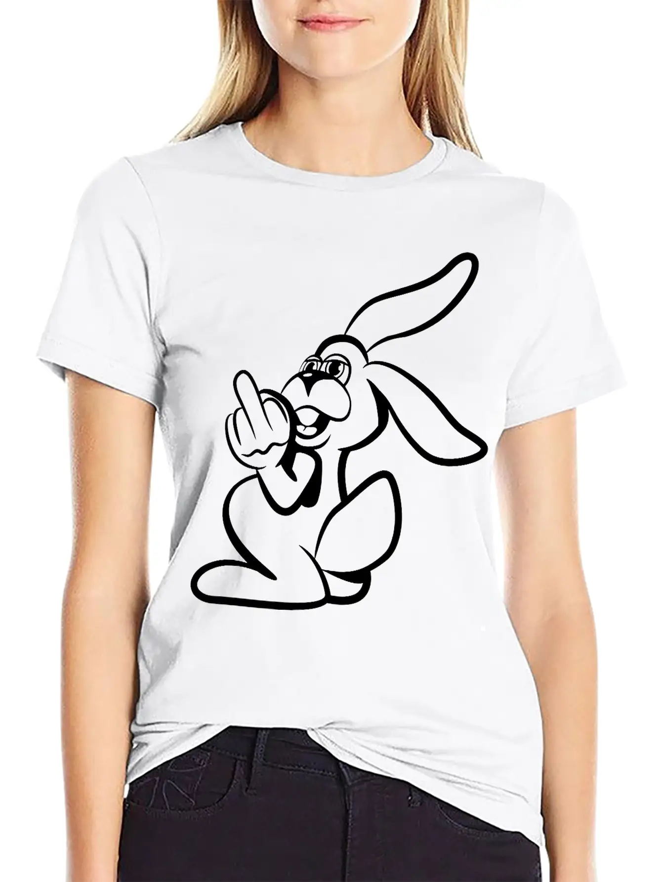 Rabbit Stinkefinger Middle Finger Basic Graphic T-Shirt – Daily Comfort In Soft Cotton