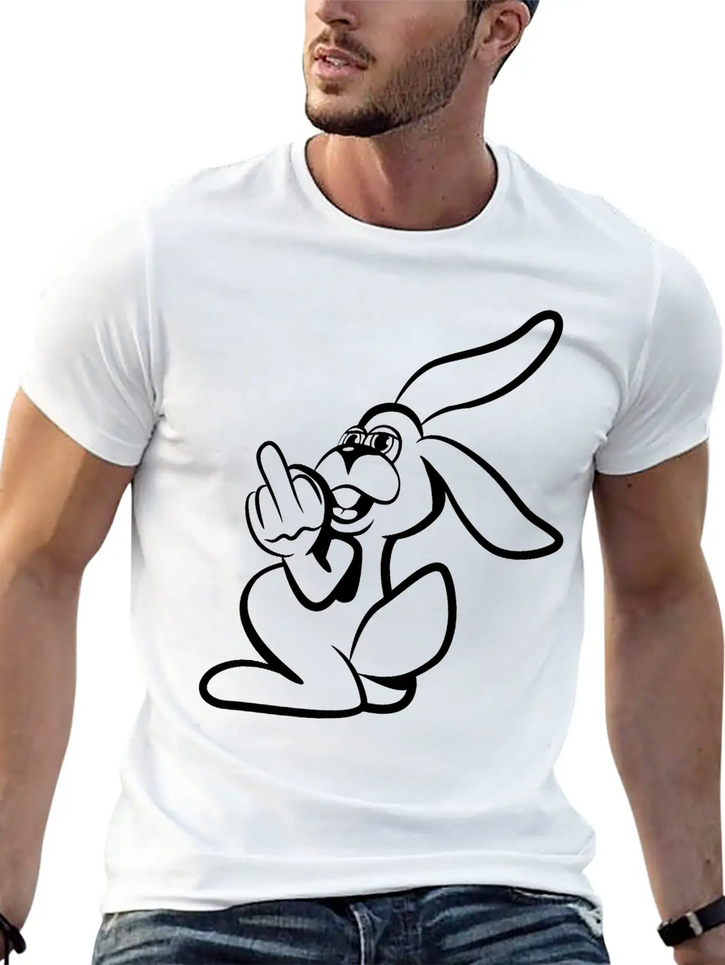 Rabbit Stinkefinger Middle Finger Basic Graphic T-Shirt – Daily Comfort In Soft Cotton