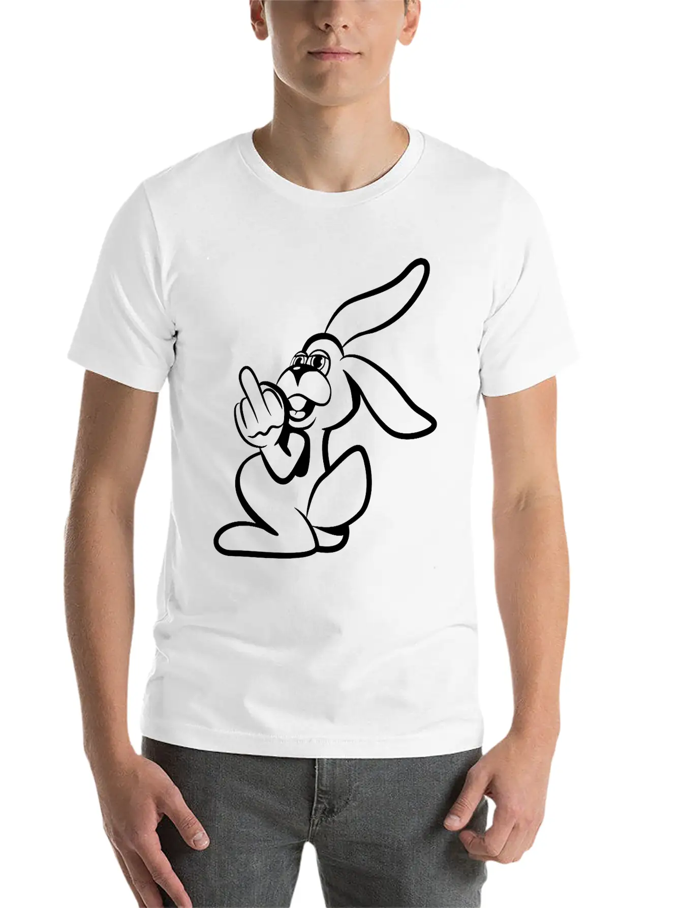 Rabbit Stinkefinger Middle Finger Basic Graphic T-Shirt – Daily Comfort In Soft Cotton