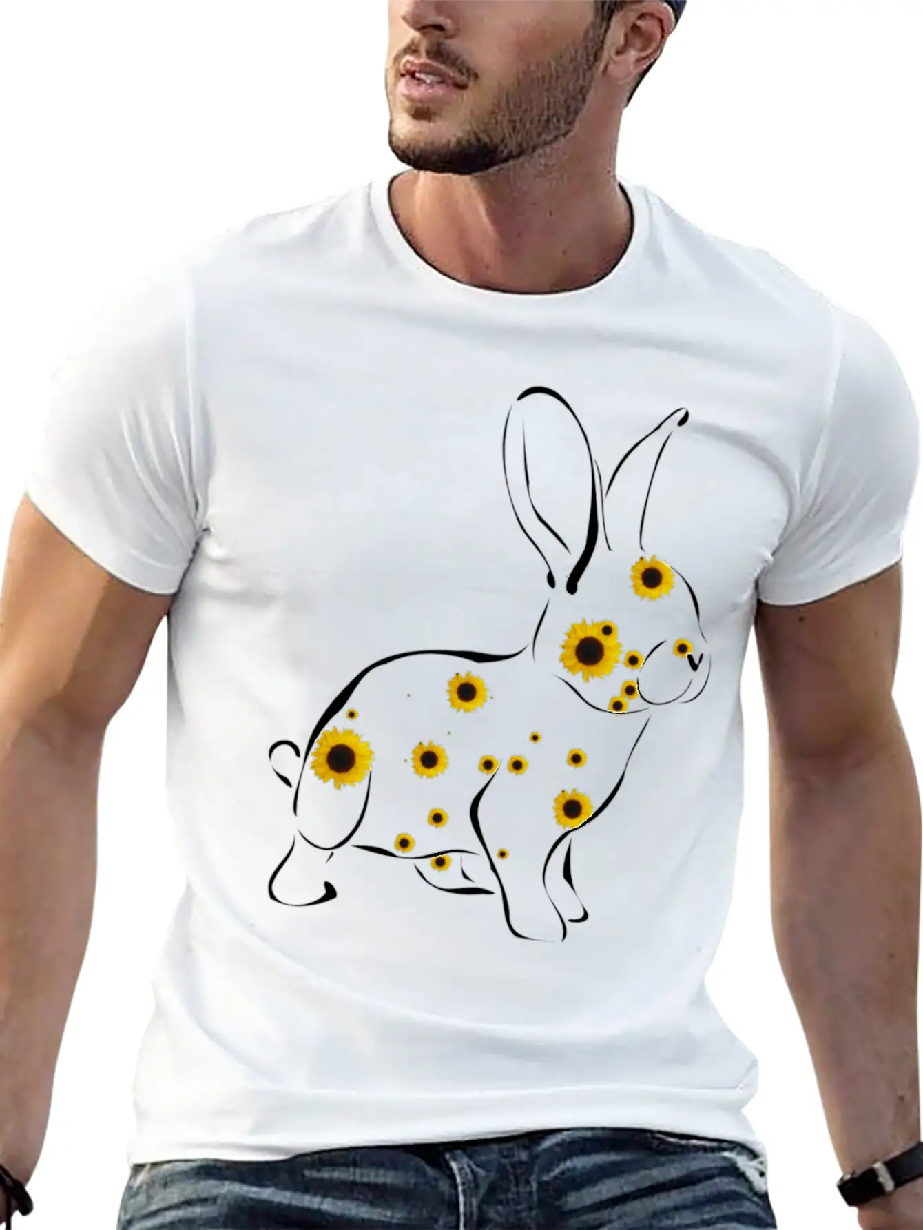 Rabbit With Sunflower Floral Rabbit Easter Bunny Timeless Short Sleeve Tee – Comfy And Minimalist Design