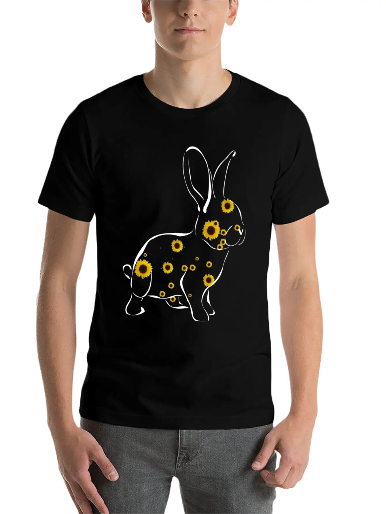 Rabbit With Sunflower Floral Rabbit Easter Bunny Timeless Short Sleeve Tee – Comfy And Minimalist Design