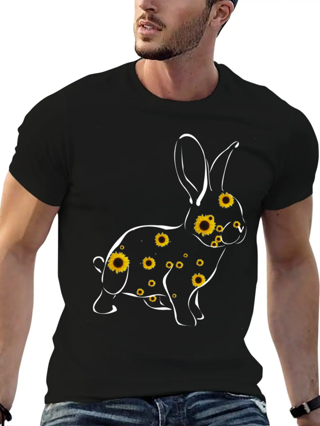 Rabbit With Sunflower Floral Rabbit Easter Bunny Timeless Short Sleeve Tee – Comfy And Minimalist Design